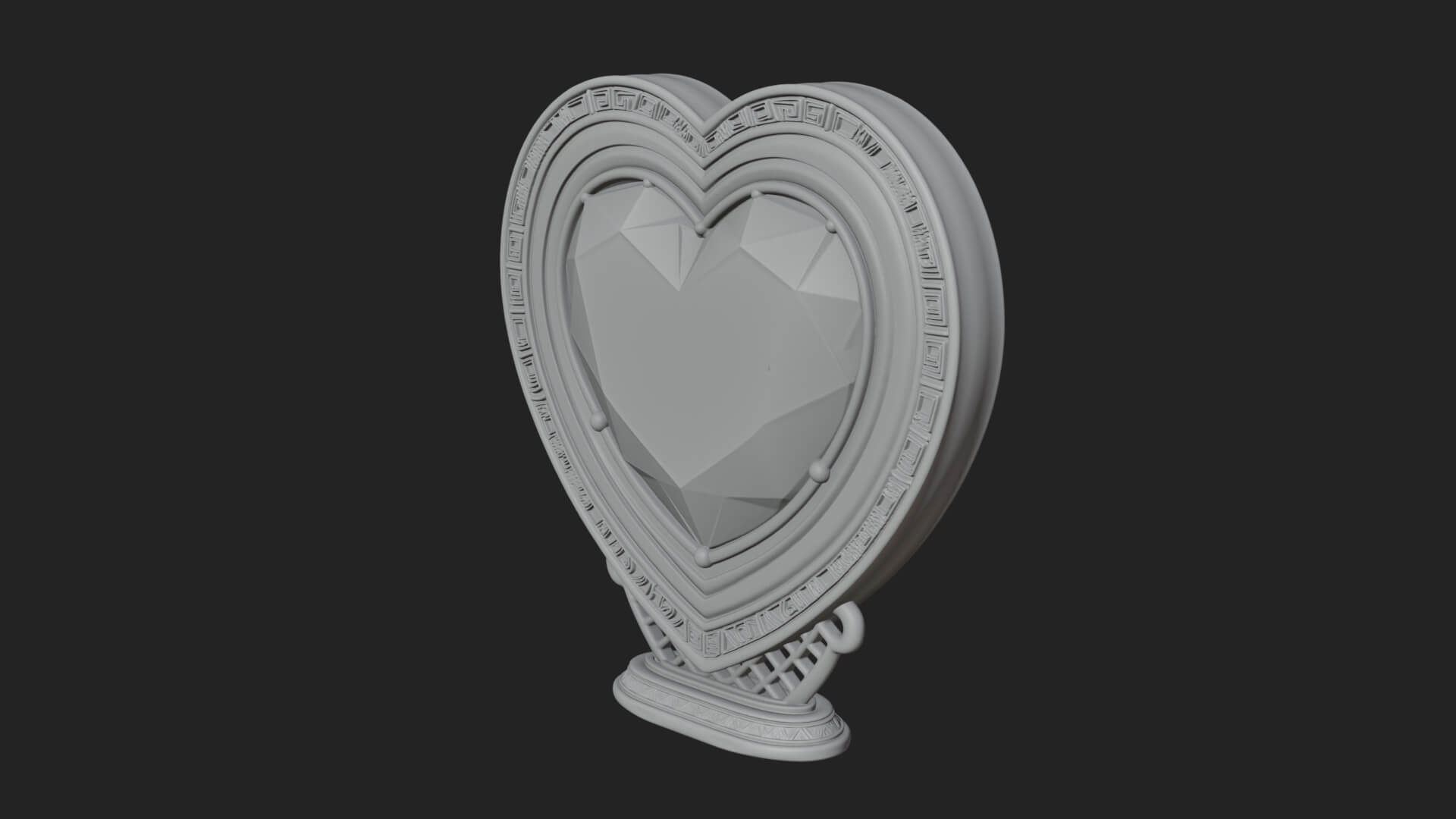 Ornate Framed Heart Plaque Design 333 3D Print Model 3D Model
