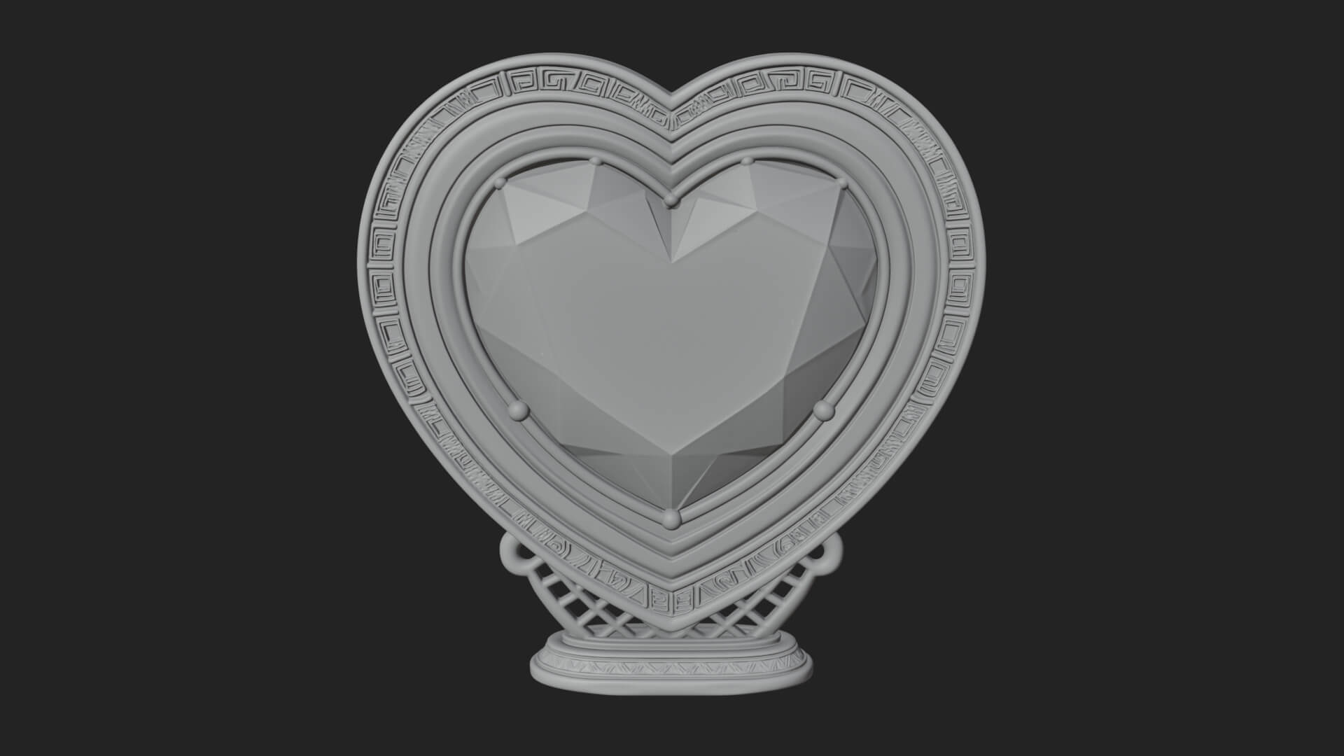 Ornate Framed Heart Plaque Design 333 3D Print Model 3D Model