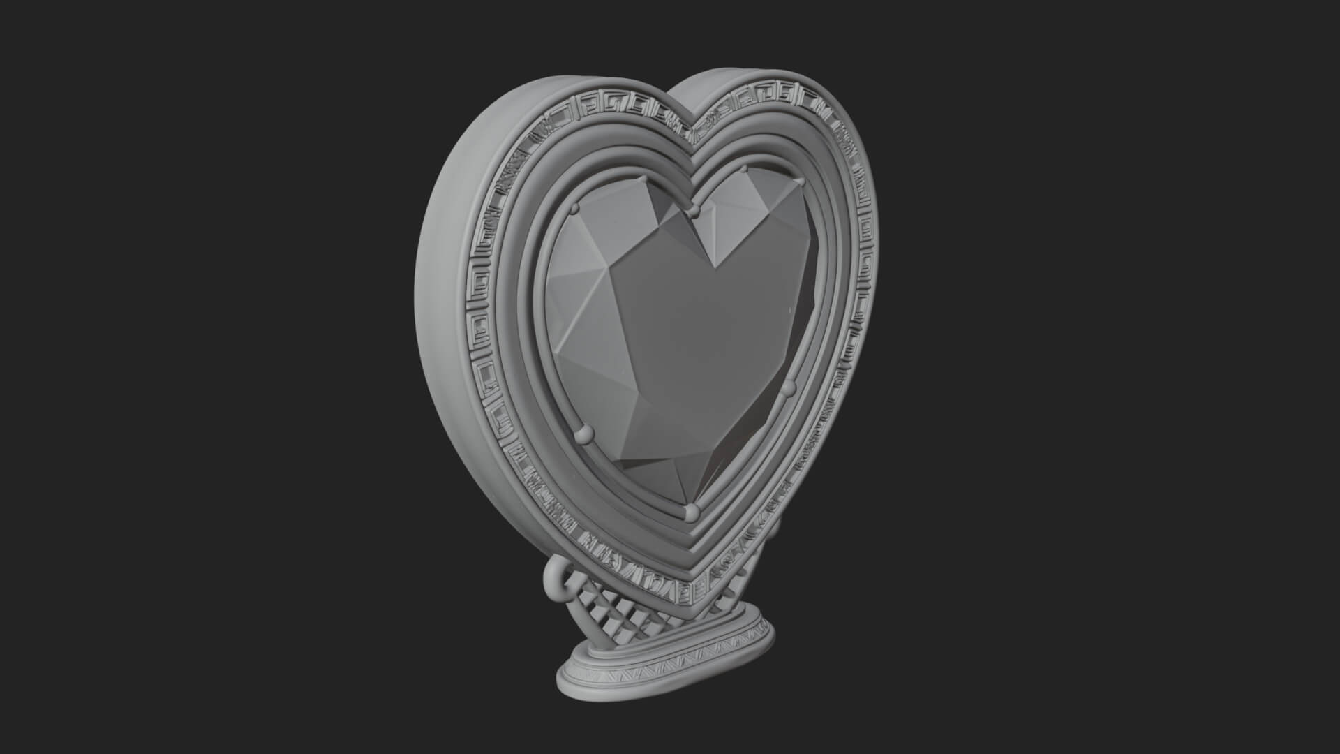 Ornate Framed Heart Plaque Design 333 3D Print Model 3D Model