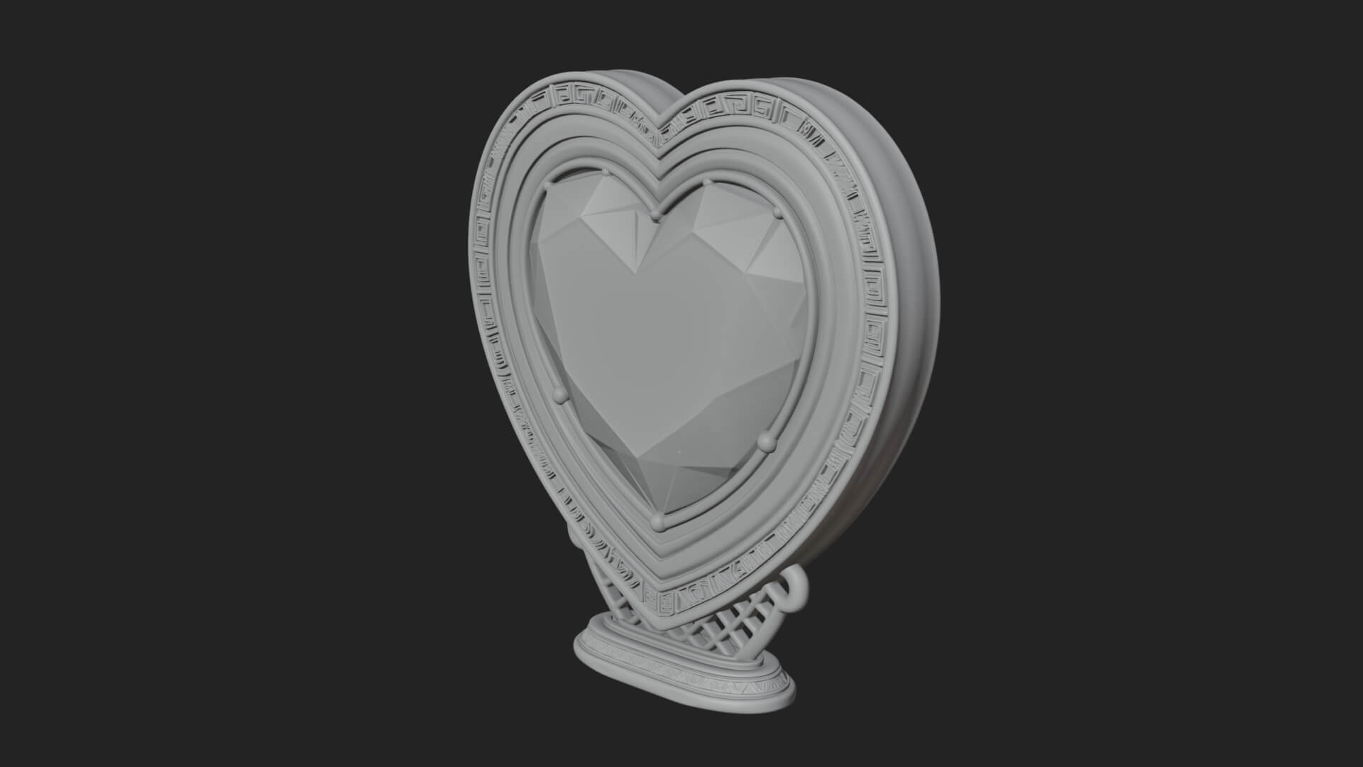 Ornate Framed Heart Plaque Design 333 3D Print Model 3D Model