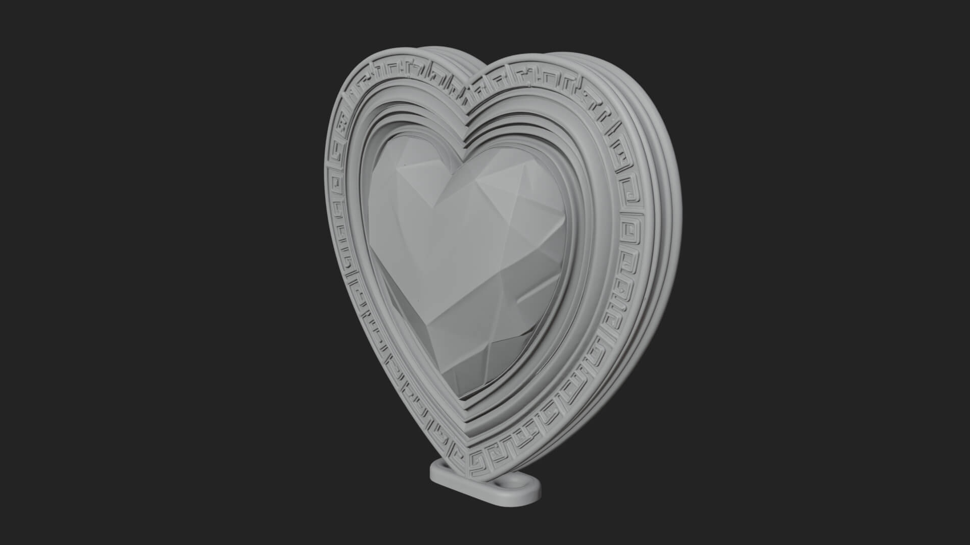 Ornate Framed Heart Plaque Design 334 3D Print Model 3D Model