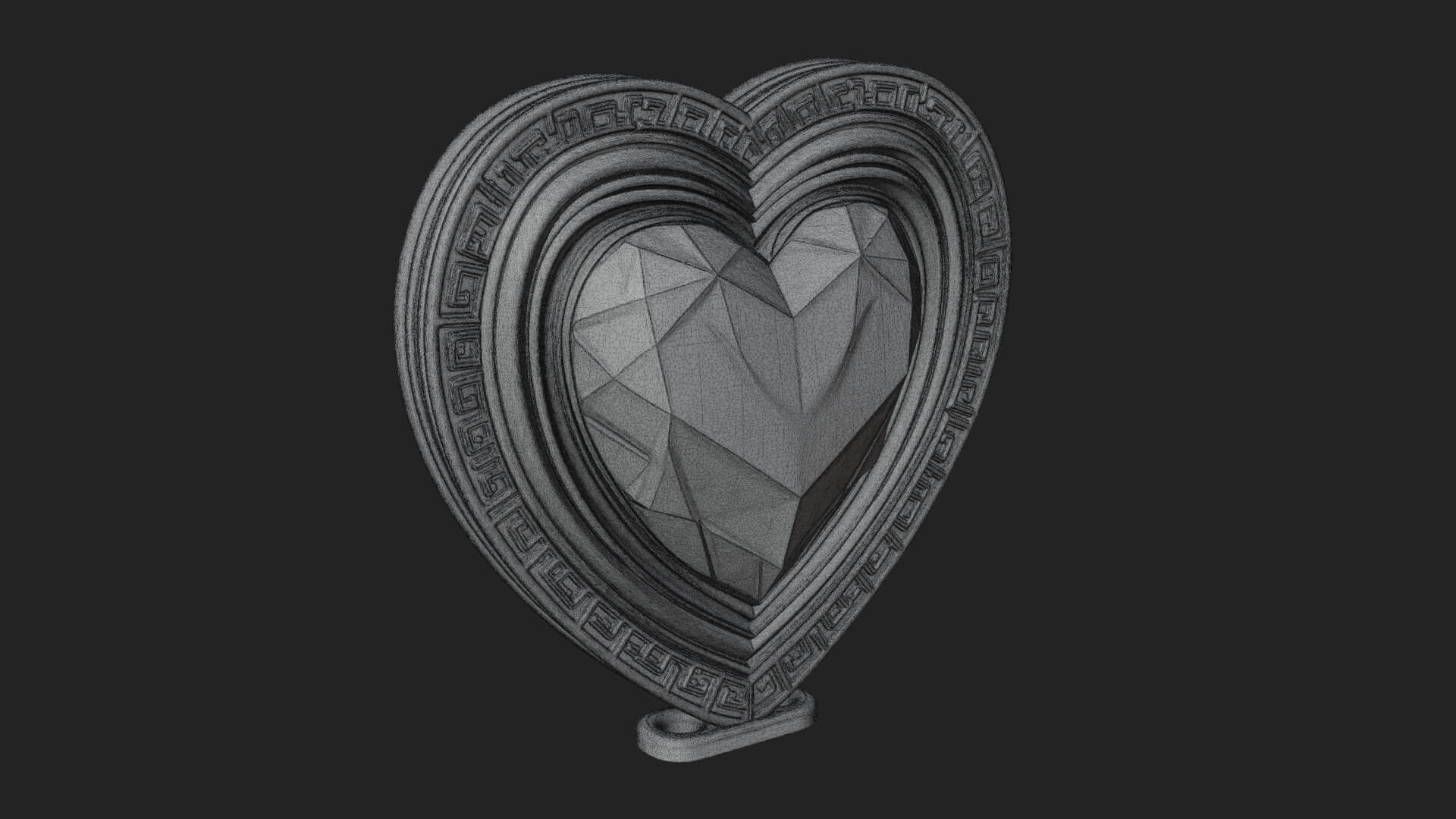 Ornate Framed Heart Plaque Design 334 3D Print Model 3D Model