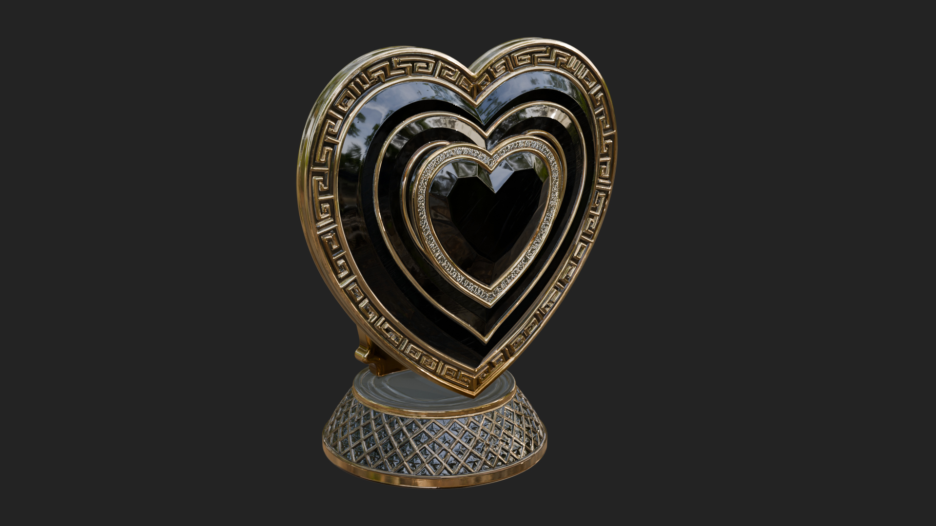 Ornate Framed Heart Plaque Design 335 3D Print Model 3D Model