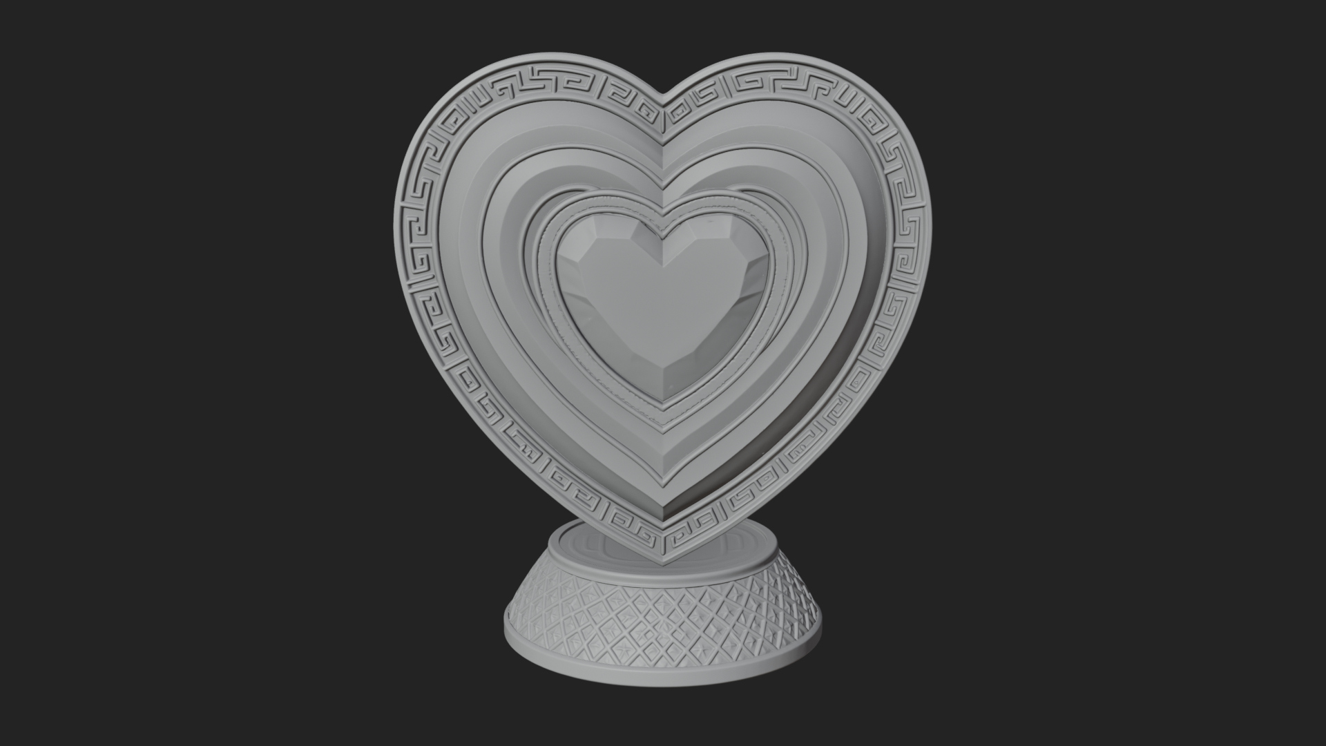 Ornate Framed Heart Plaque Design 335 3D Print Model 3D Model