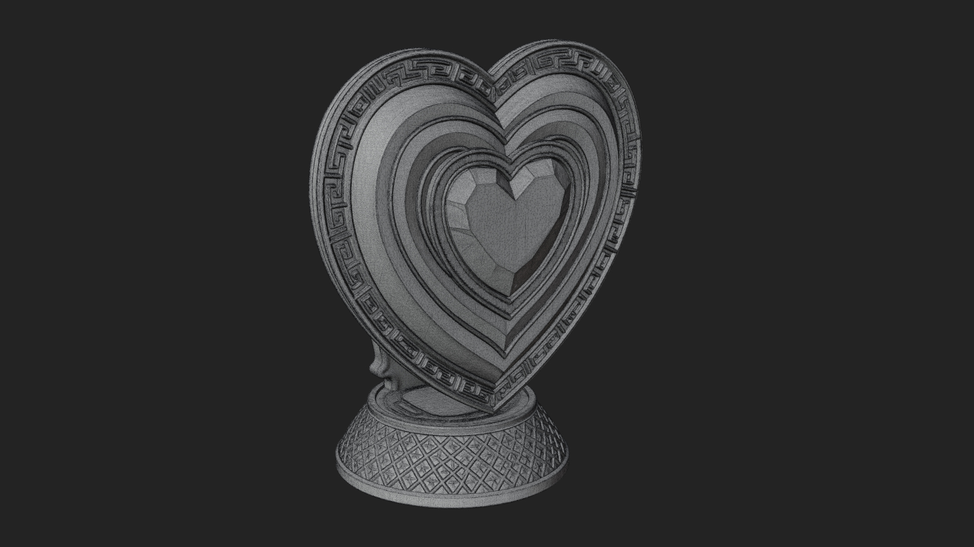 Ornate Framed Heart Plaque Design 335 3D Print Model 3D Model