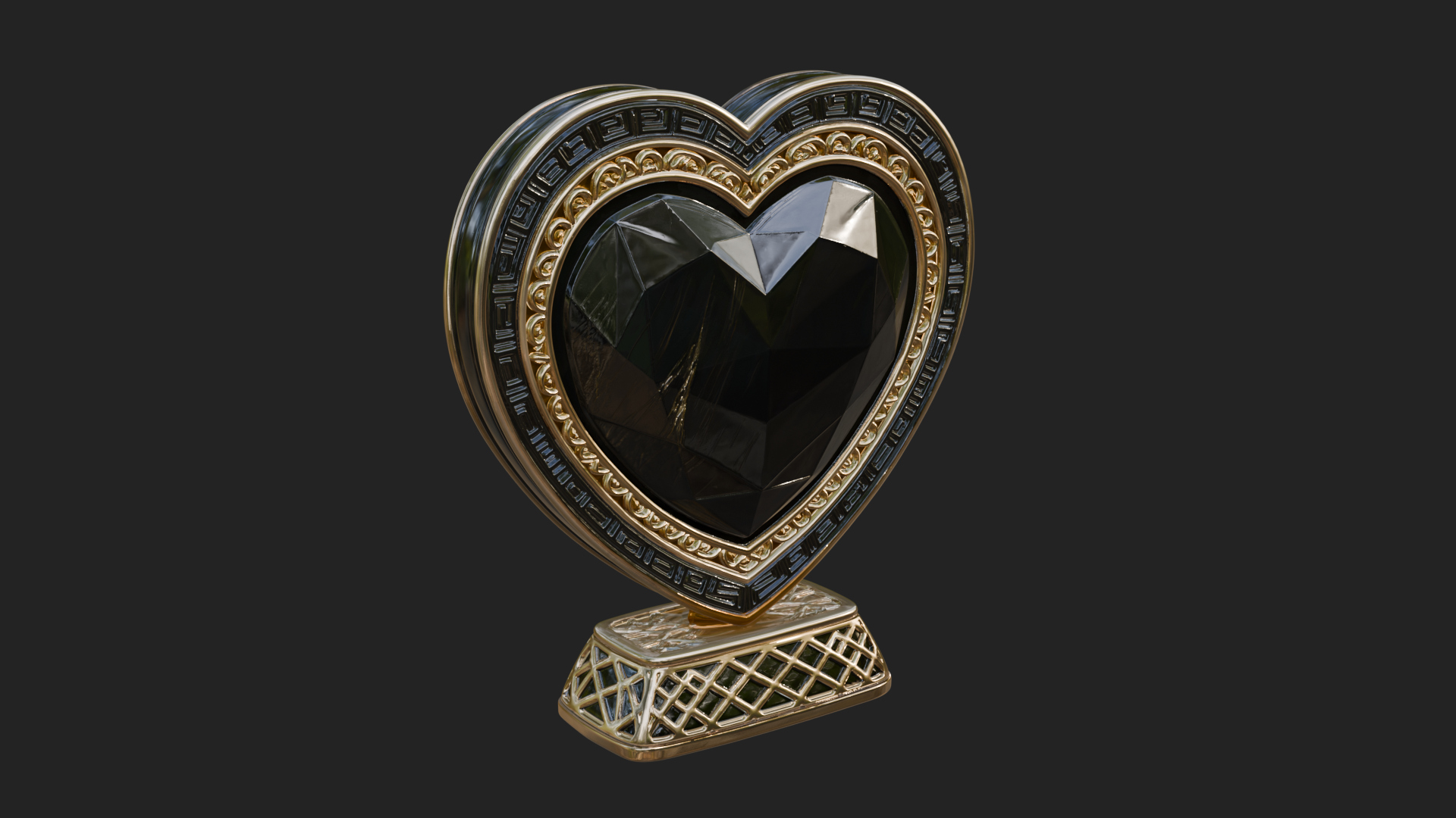 Ornate Framed Heart Plaque Design 336 3D Print Model 3D Model