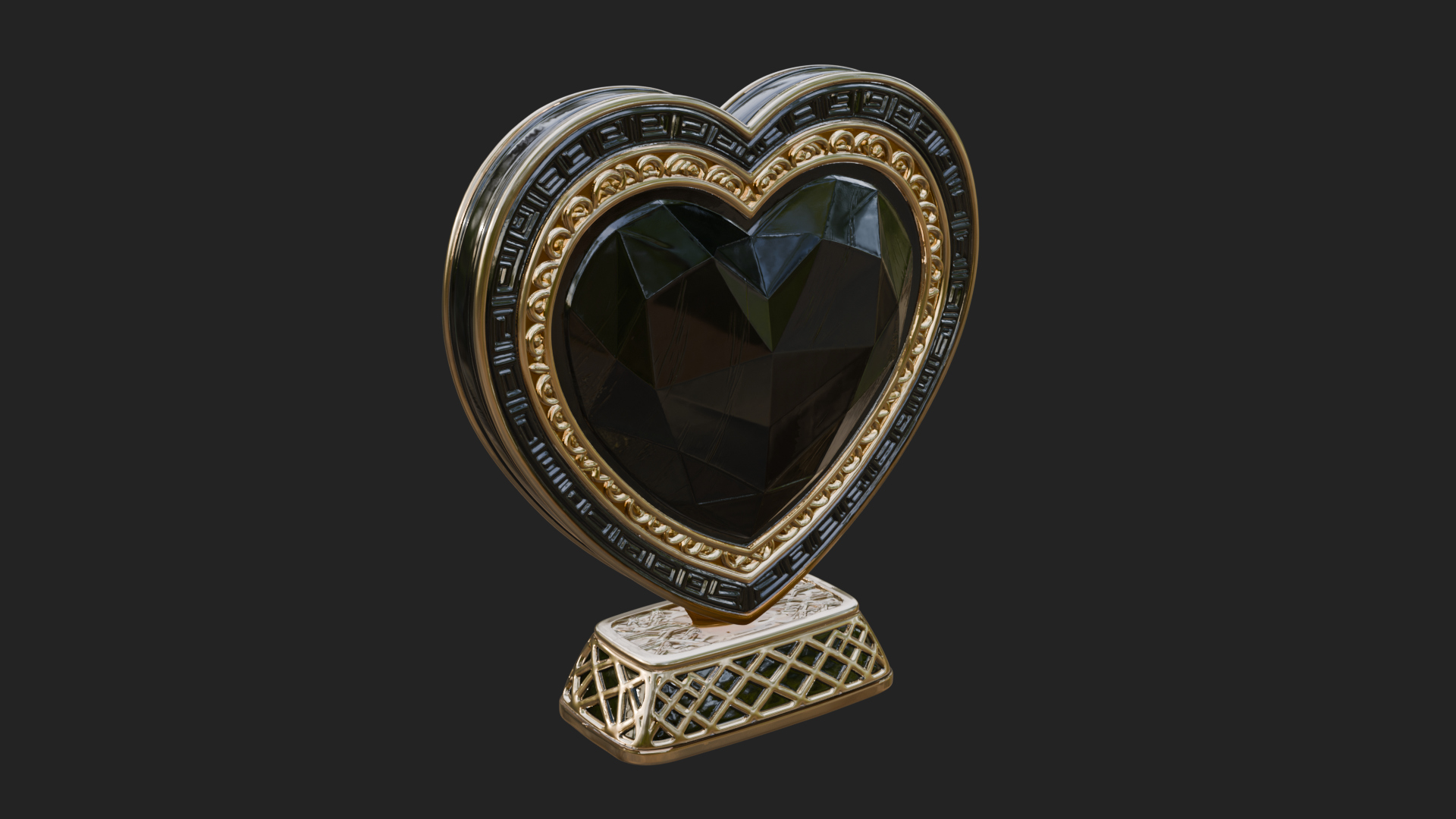 Ornate Framed Heart Plaque Design 336 3D Print Model 3D Model