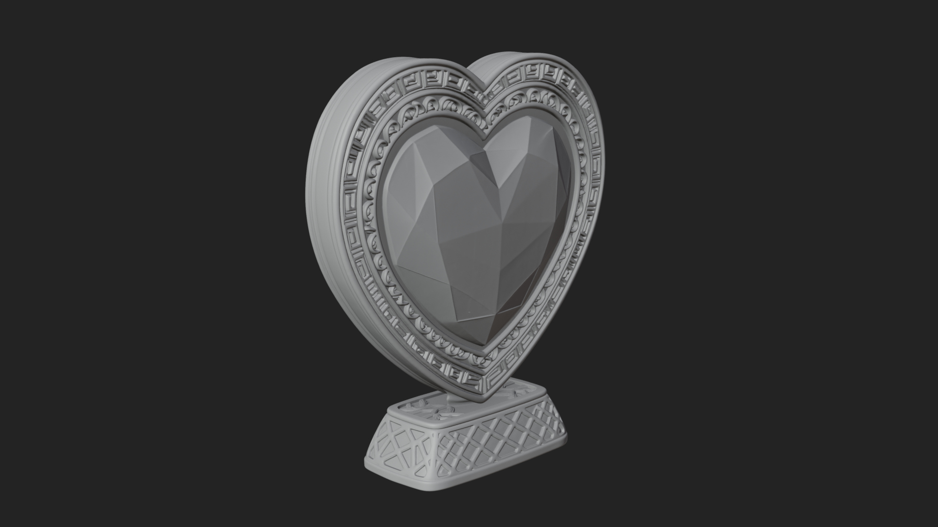 Ornate Framed Heart Plaque Design 336 3D Print Model 3D Model
