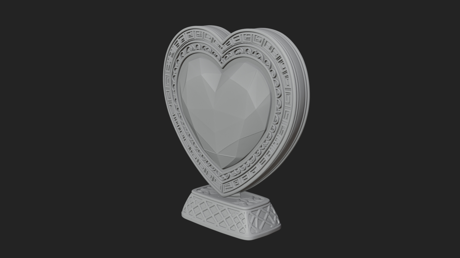 Ornate Framed Heart Plaque Design 336 3D Print Model 3D Model