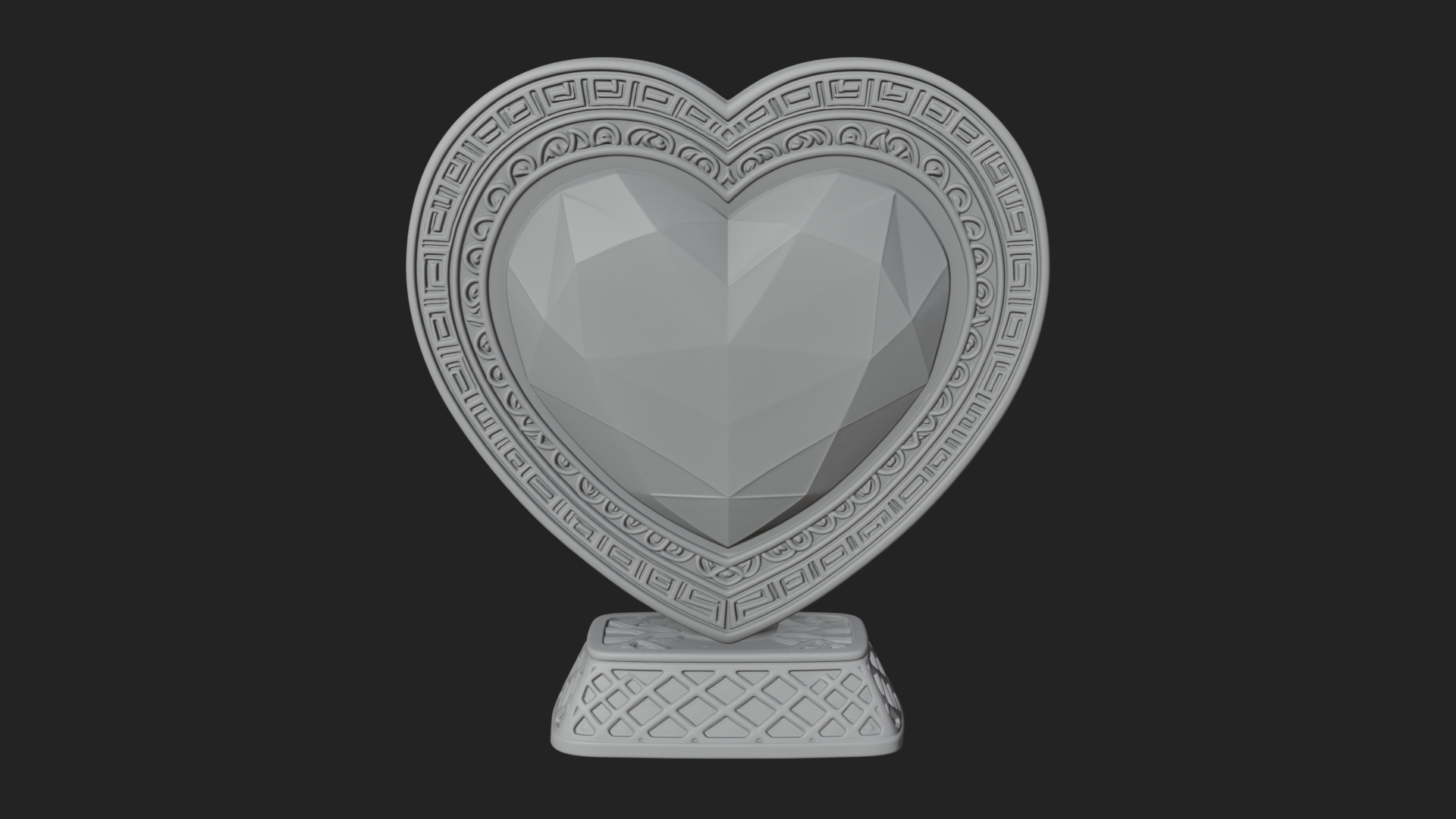 Ornate Framed Heart Plaque Design 336 3D Print Model 3D Model