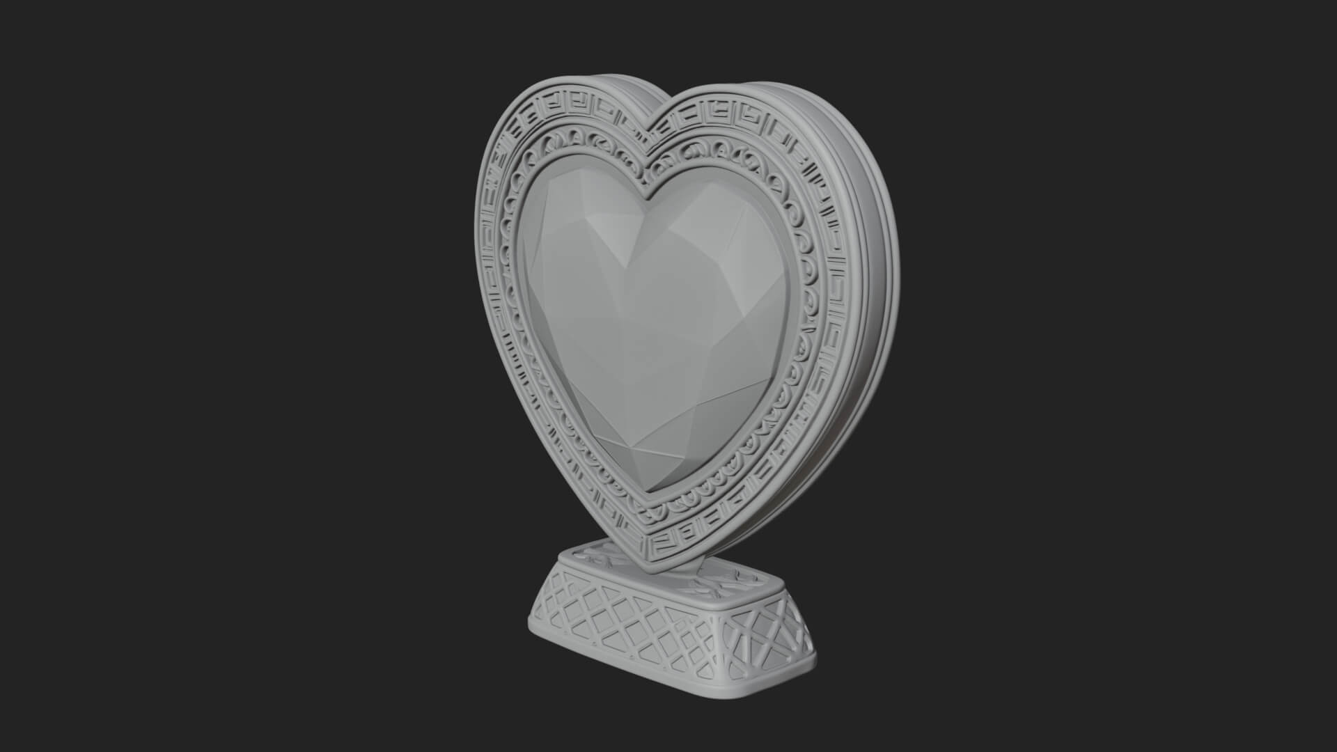 Ornate Framed Heart Plaque Design 336 3D Print Model 3D Model