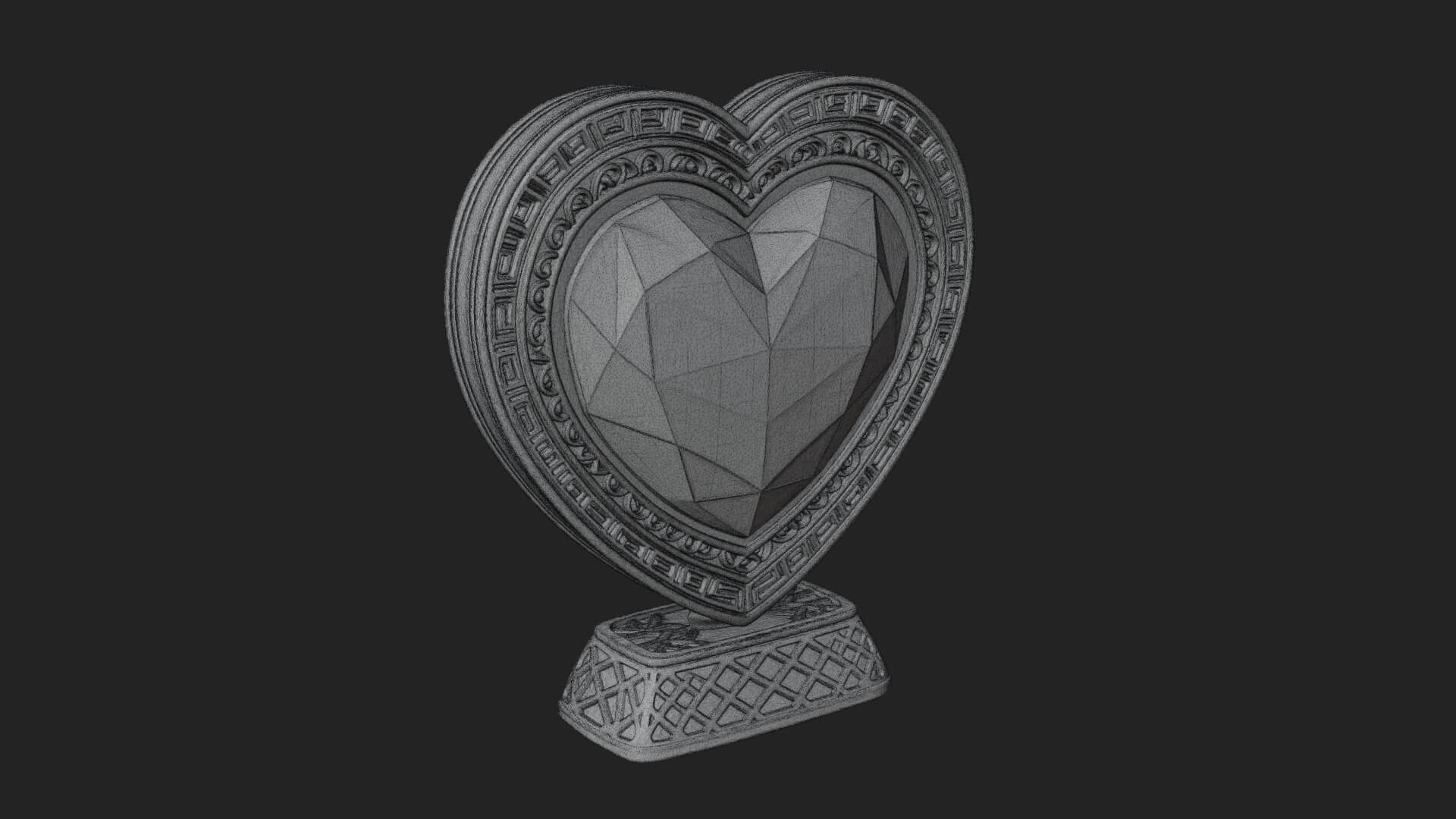 Ornate Framed Heart Plaque Design 336 3D Print Model 3D Model