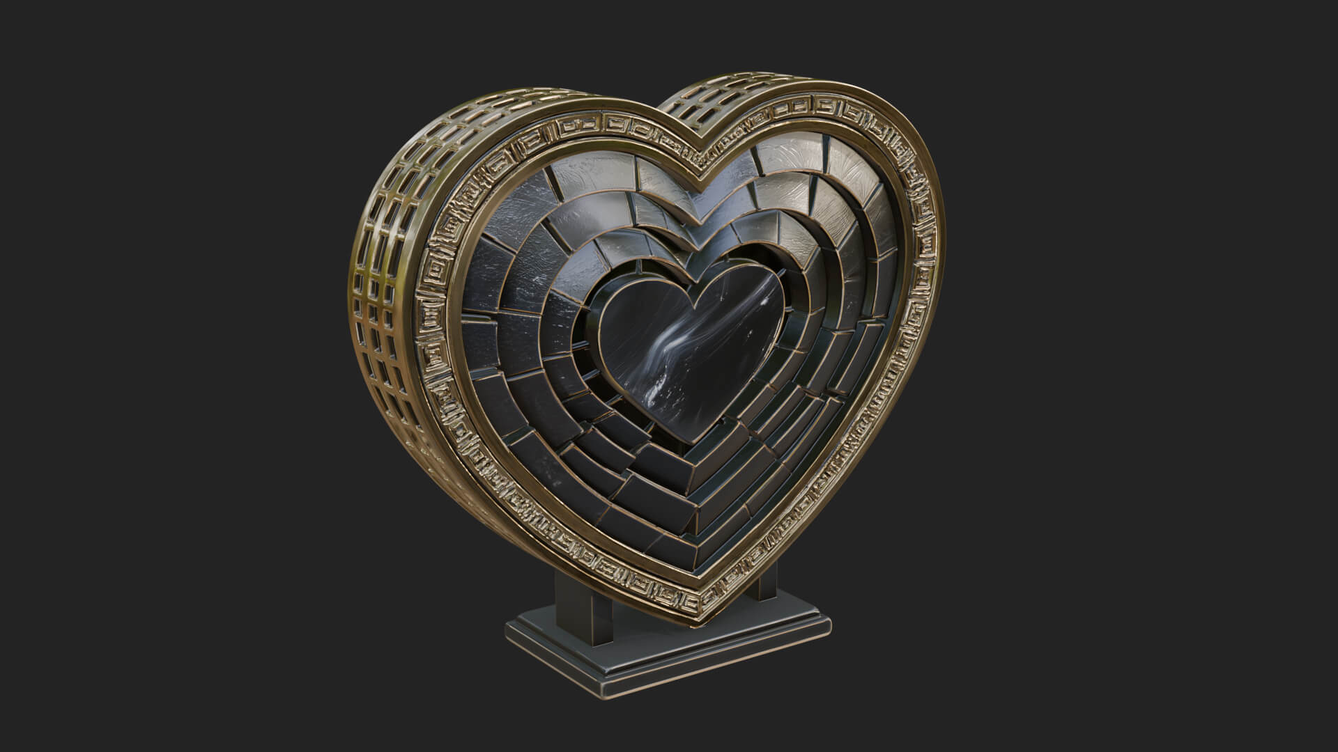 Ornate Framed Heart Plaque Design 337 3D Print Model 3D Model