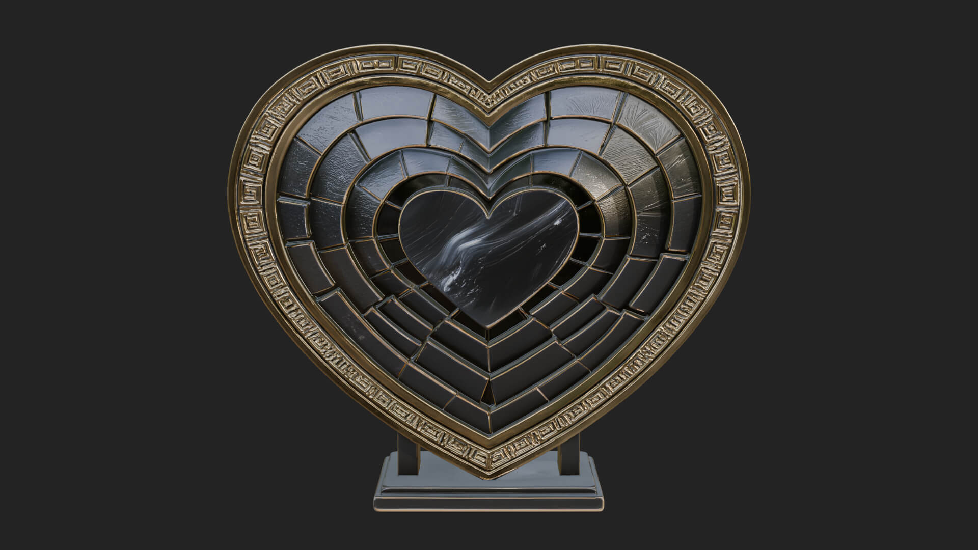 Ornate Framed Heart Plaque Design 337 3D Print Model 3D Model