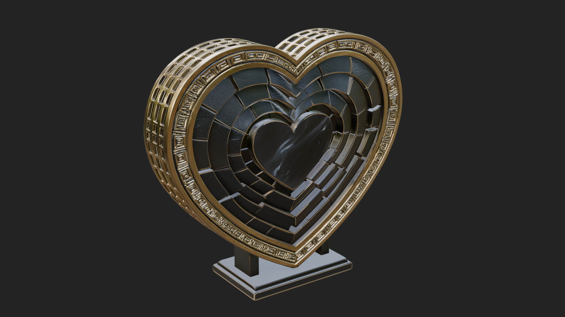 Ornate Framed Heart Plaque Design 337 3D Print Model 3D Model