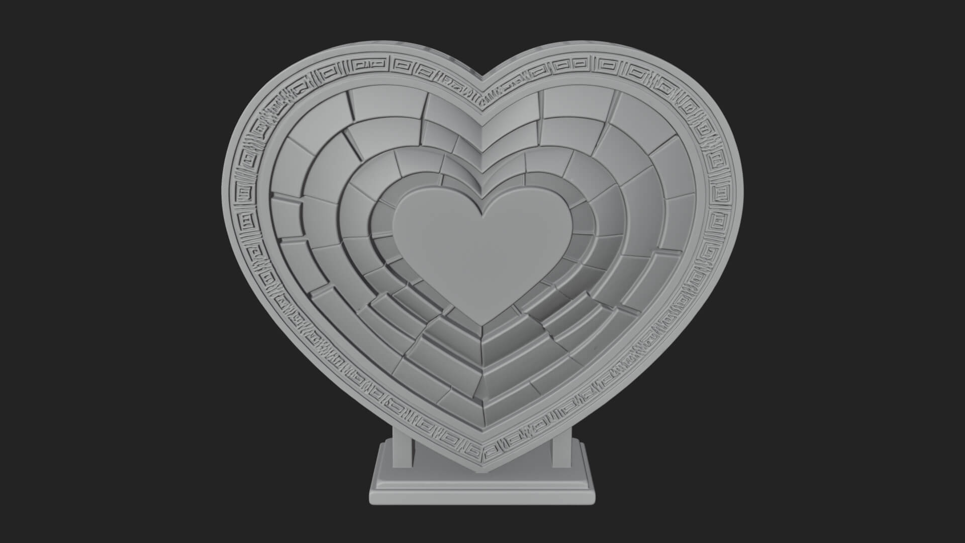 Ornate Framed Heart Plaque Design 337 3D Print Model 3D Model