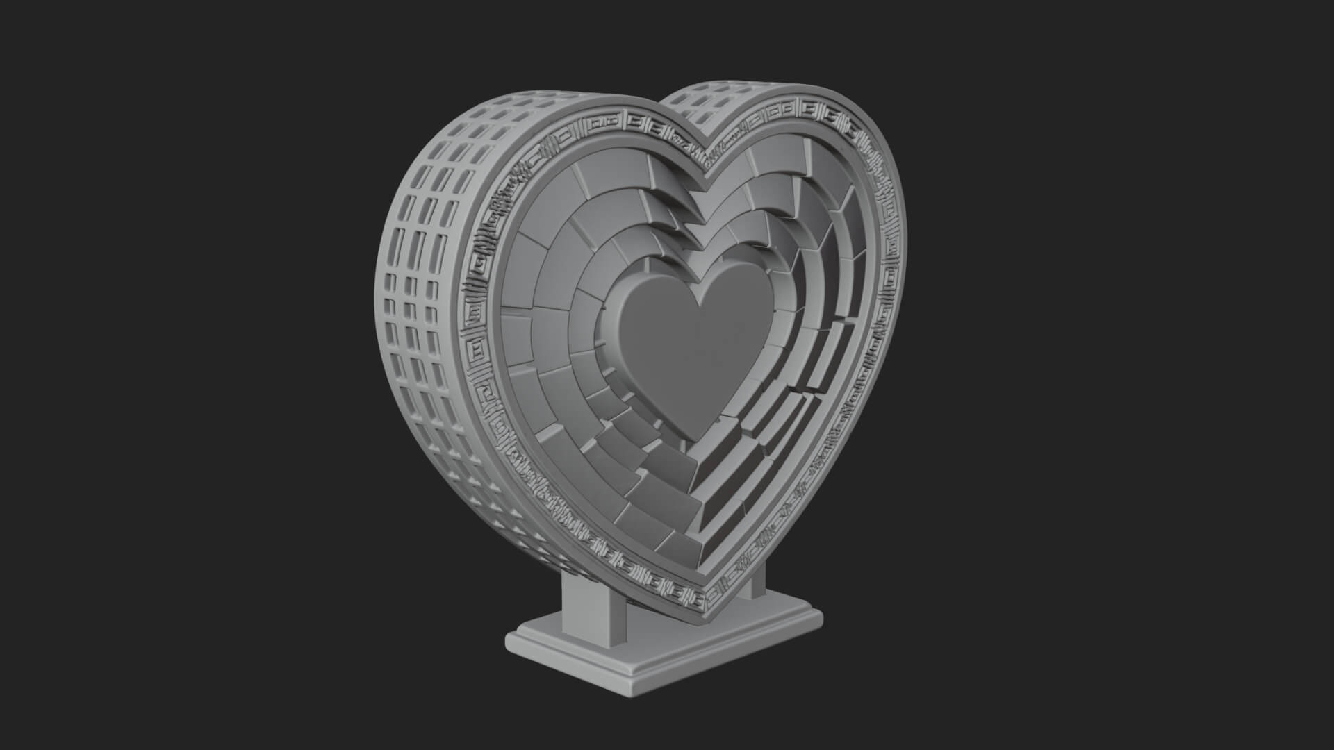 Ornate Framed Heart Plaque Design 337 3D Print Model 3D Model
