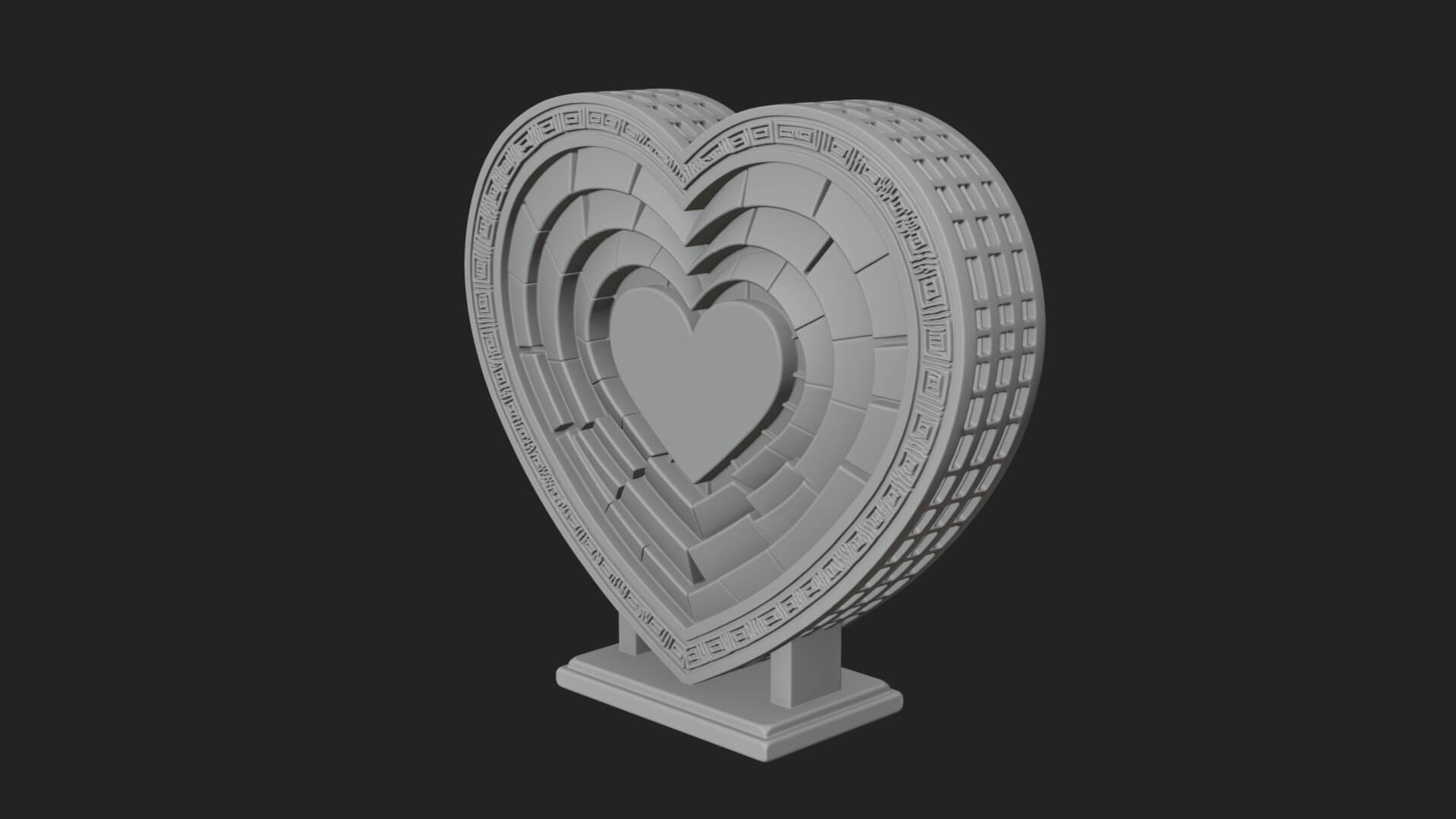 Ornate Framed Heart Plaque Design 337 3D Print Model 3D Model
