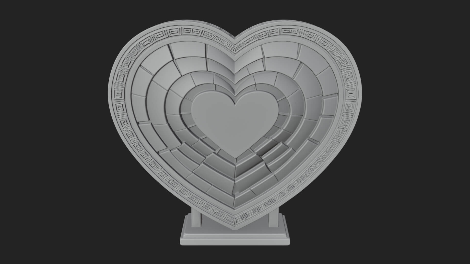 Ornate Framed Heart Plaque Design 337 3D Print Model 3D Model