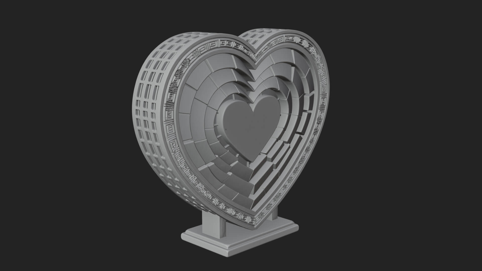 Ornate Framed Heart Plaque Design 337 3D Print Model 3D Model