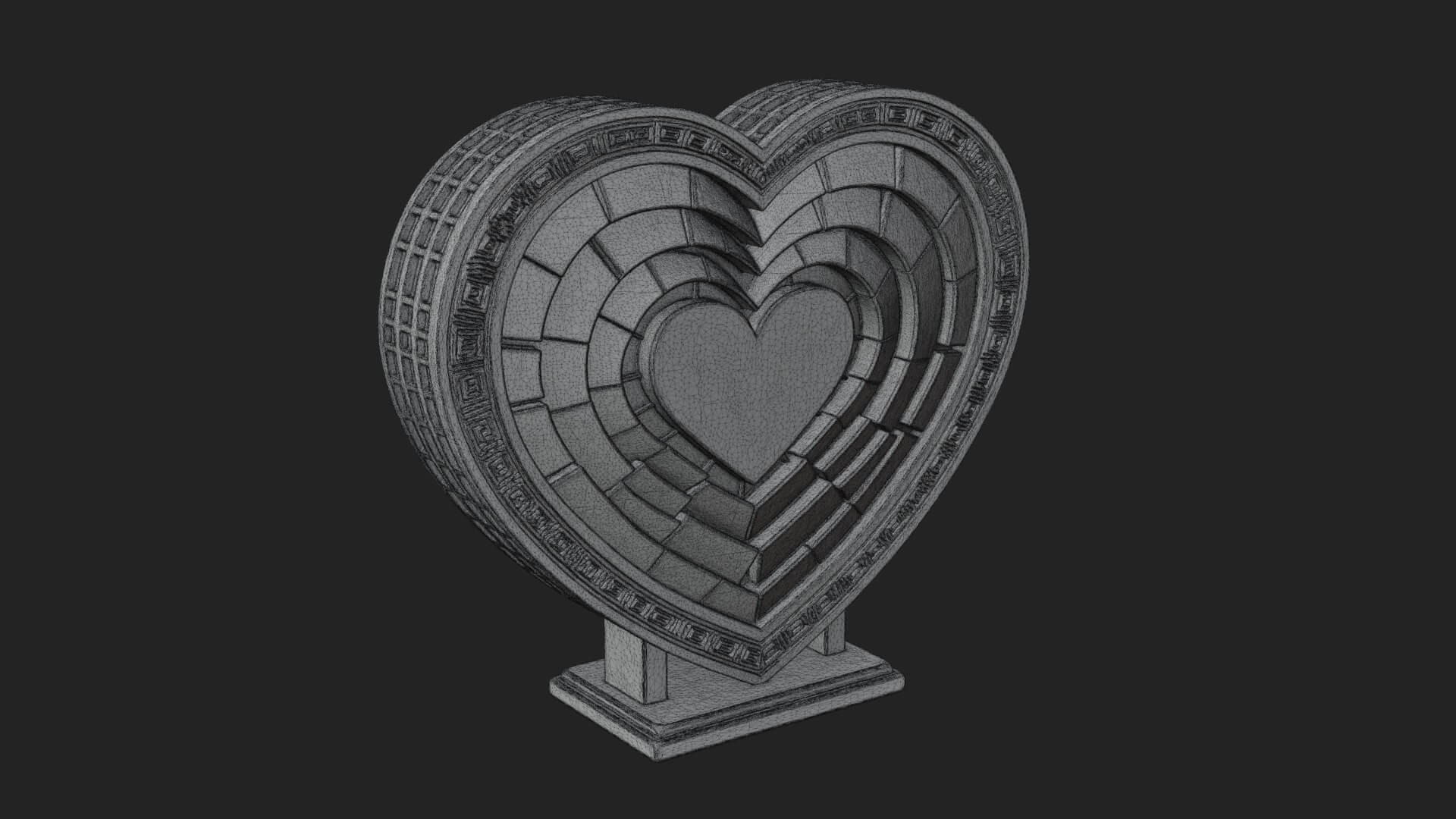 Ornate Framed Heart Plaque Design 337 3D Print Model 3D Model