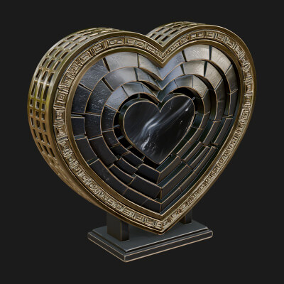 Ornate Framed Heart Plaque Design 337 3D Print Model