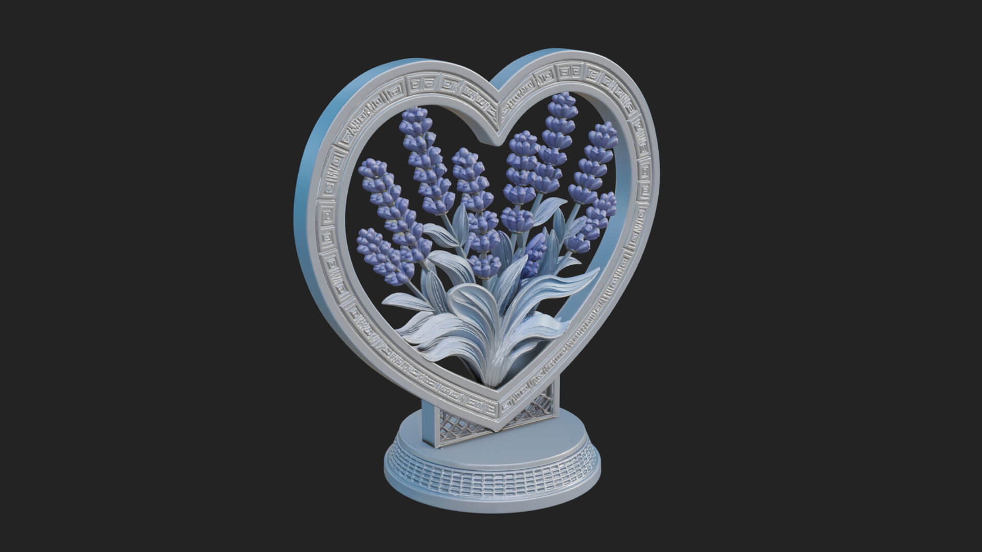Ornate Framed Heart Plaque Design 43 3D Print Model 3D Model