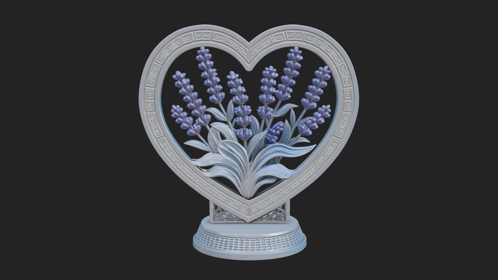 Ornate Framed Heart Plaque Design 43 3D Print Model 3D Model