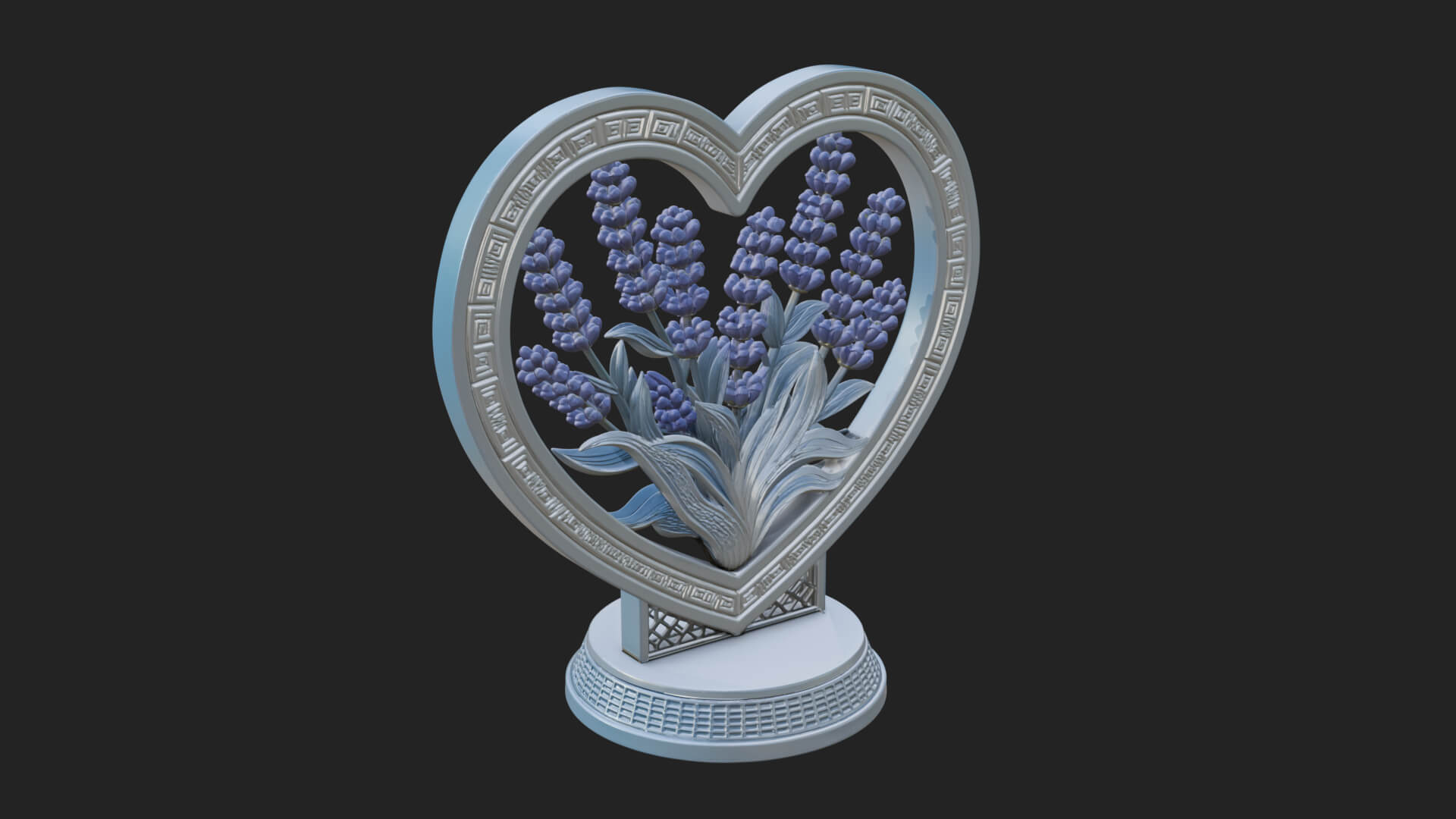 Ornate Framed Heart Plaque Design 43 3D Print Model 3D Model