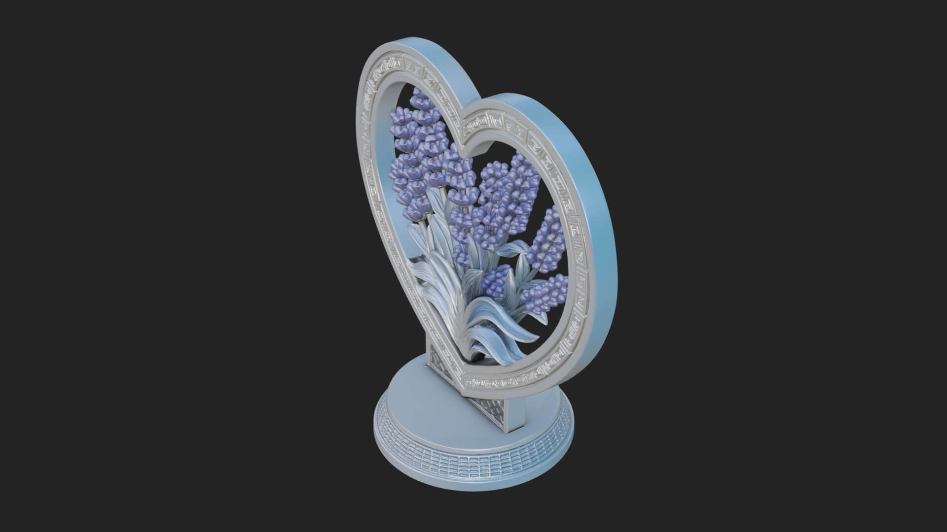 Ornate Framed Heart Plaque Design 43 3D Print Model 3D Model