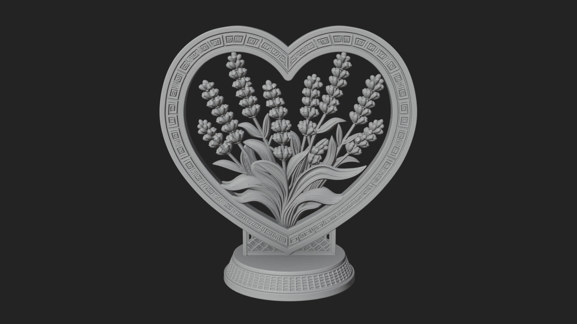 Ornate Framed Heart Plaque Design 43 3D Print Model 3D Model