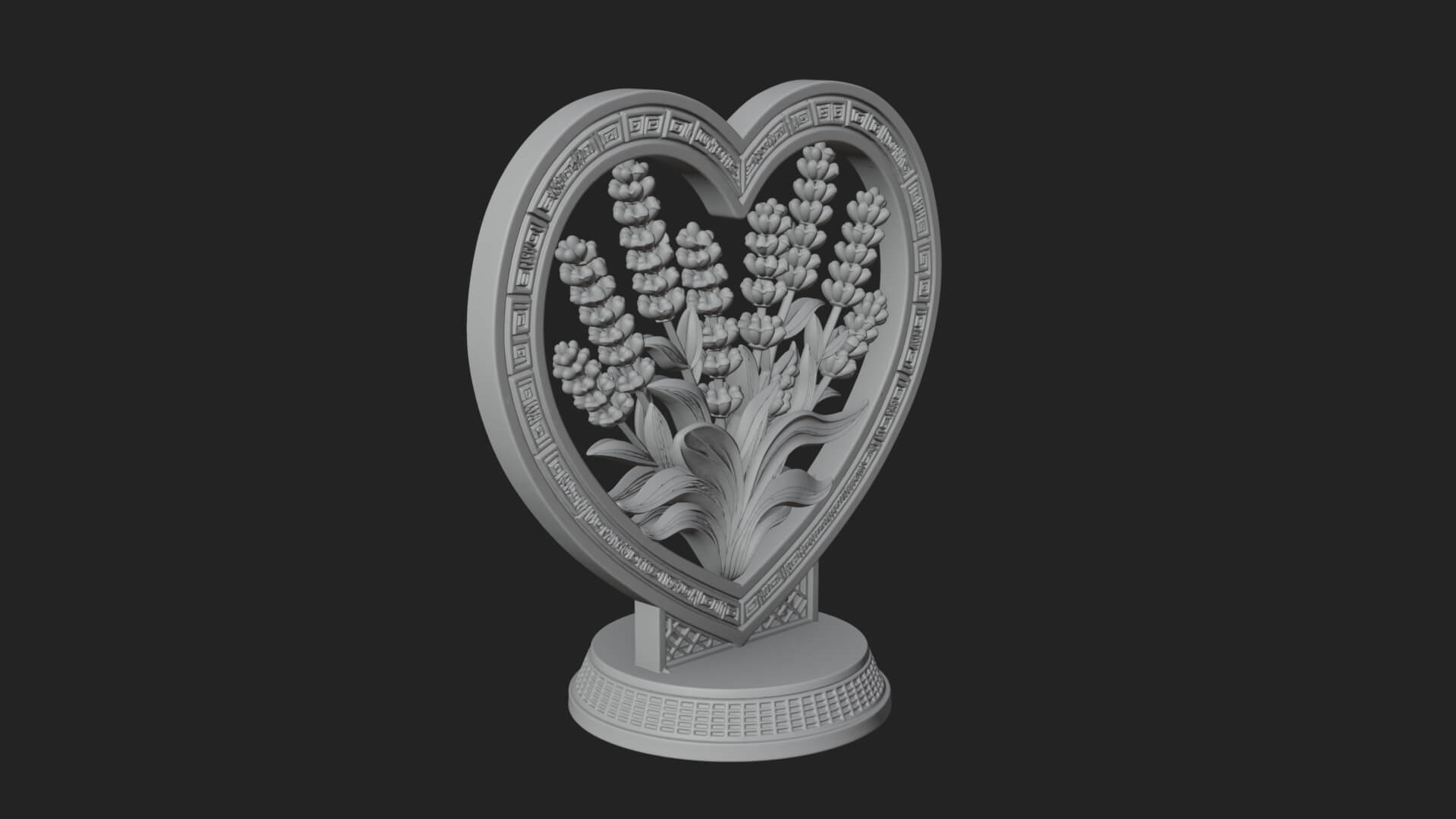 Ornate Framed Heart Plaque Design 43 3D Print Model 3D Model