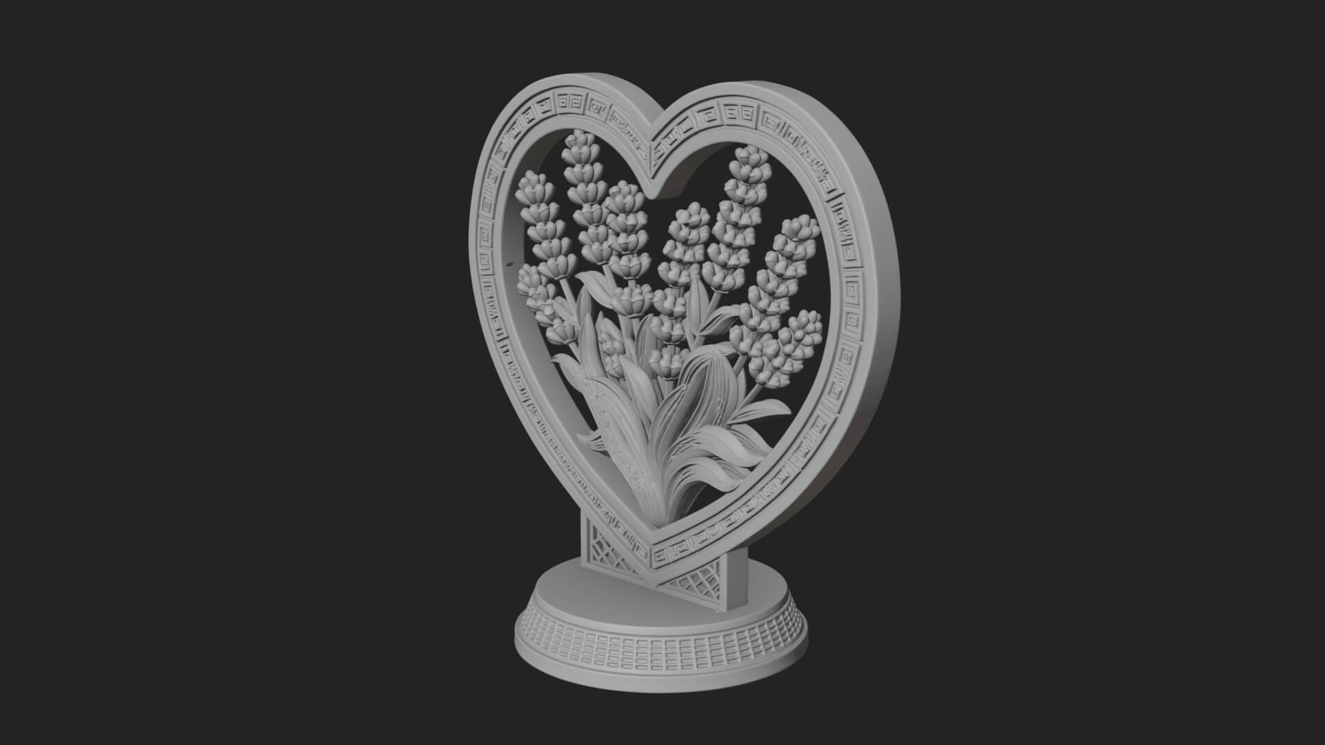 Ornate Framed Heart Plaque Design 43 3D Print Model 3D Model