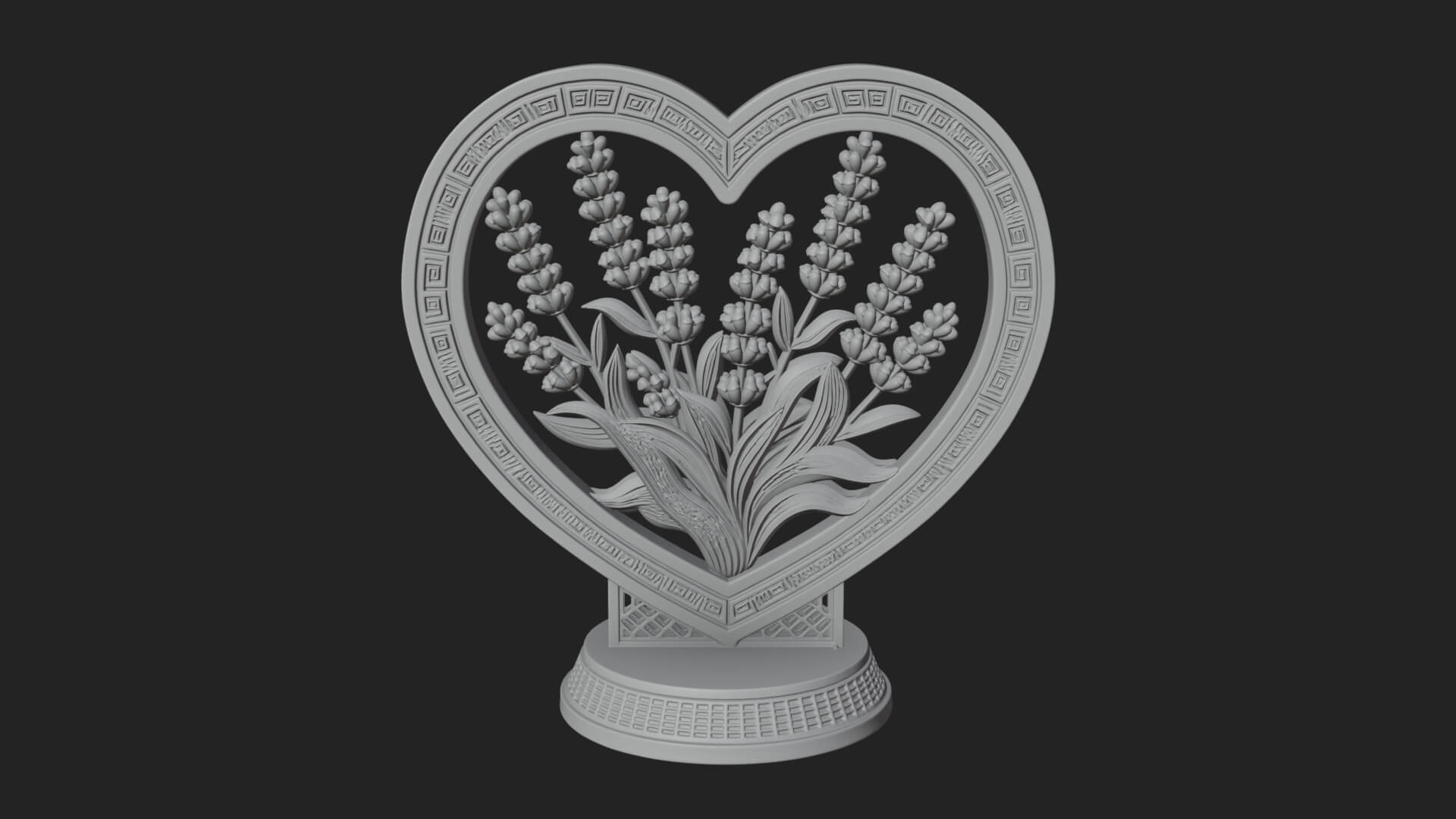Ornate Framed Heart Plaque Design 43 3D Print Model 3D Model