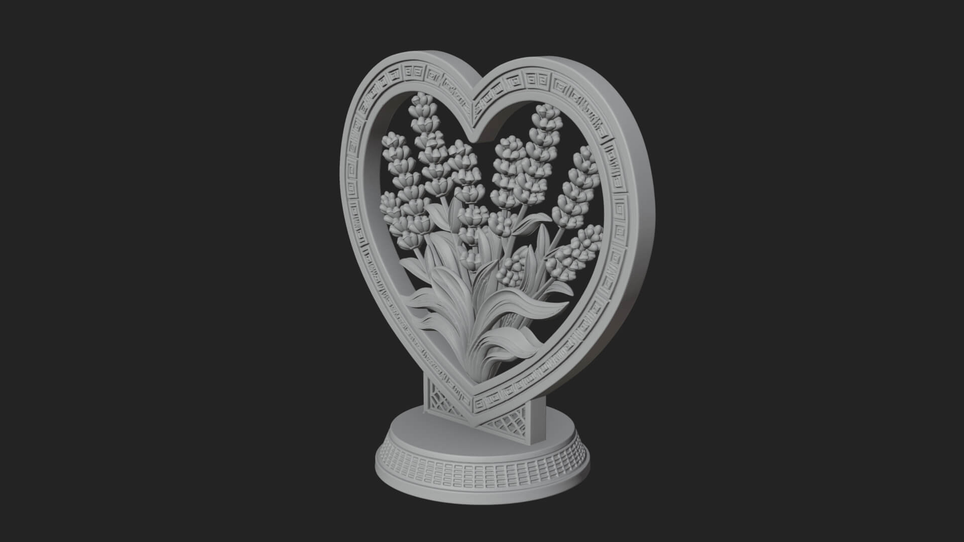 Ornate Framed Heart Plaque Design 43 3D Print Model 3D Model