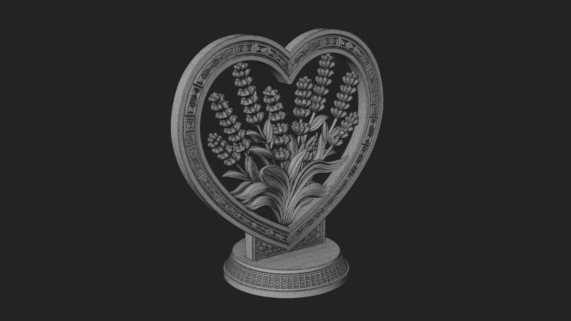 Ornate Framed Heart Plaque Design 43 3D Print Model 3D Model