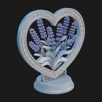 Ornate Framed Heart Plaque Design 43 3D Print Model