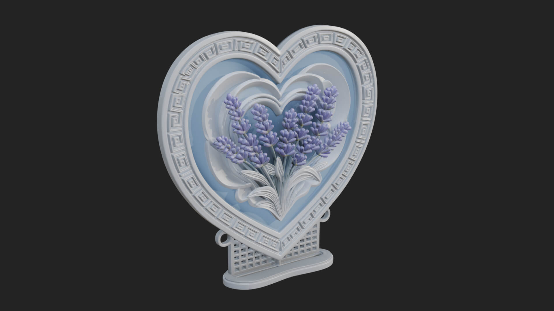 Ornate Framed Heart Plaque Design 44 3D Print Model 3D Model