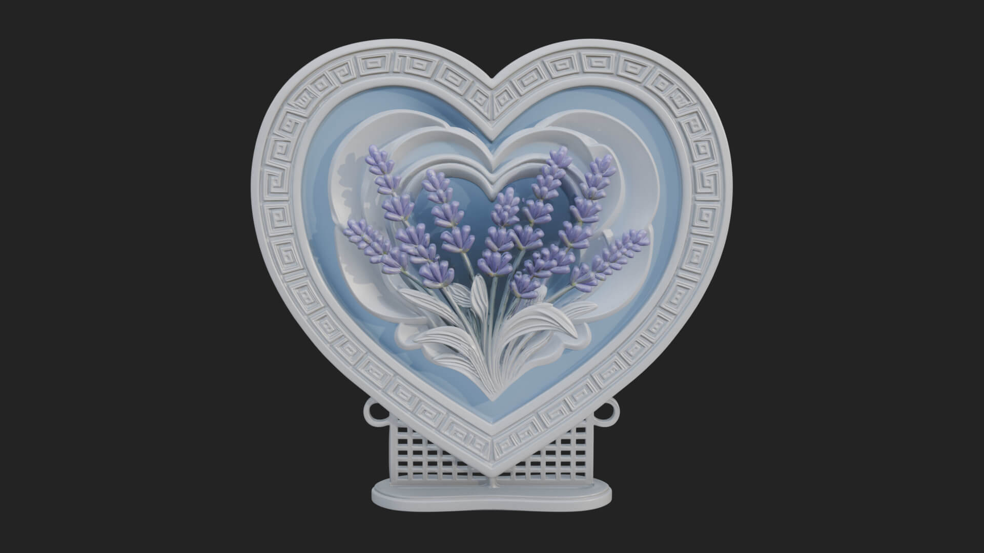 Ornate Framed Heart Plaque Design 44 3D Print Model 3D Model