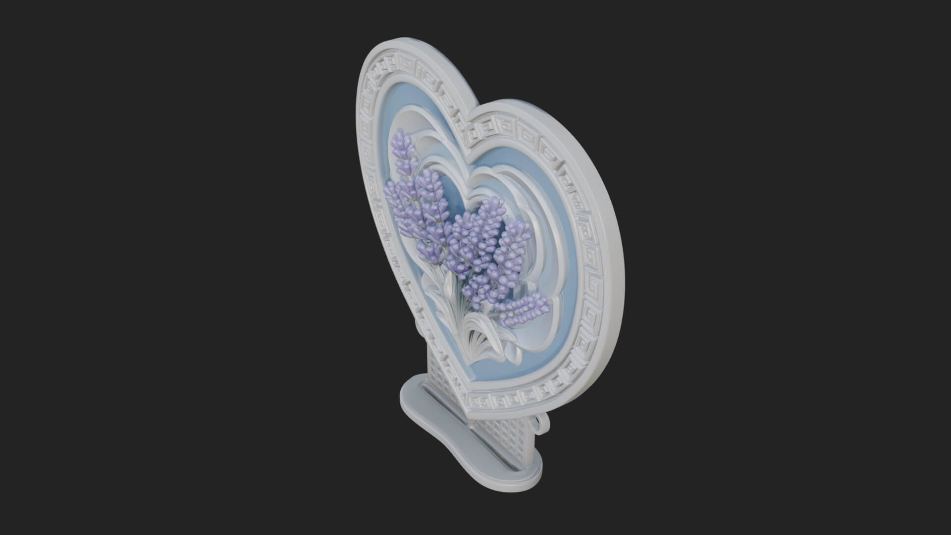 Ornate Framed Heart Plaque Design 44 3D Print Model 3D Model
