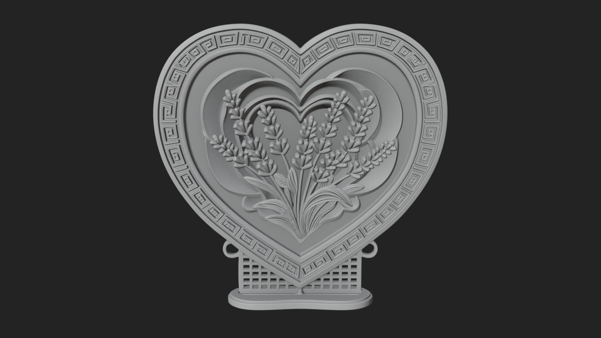 Ornate Framed Heart Plaque Design 44 3D Print Model 3D Model