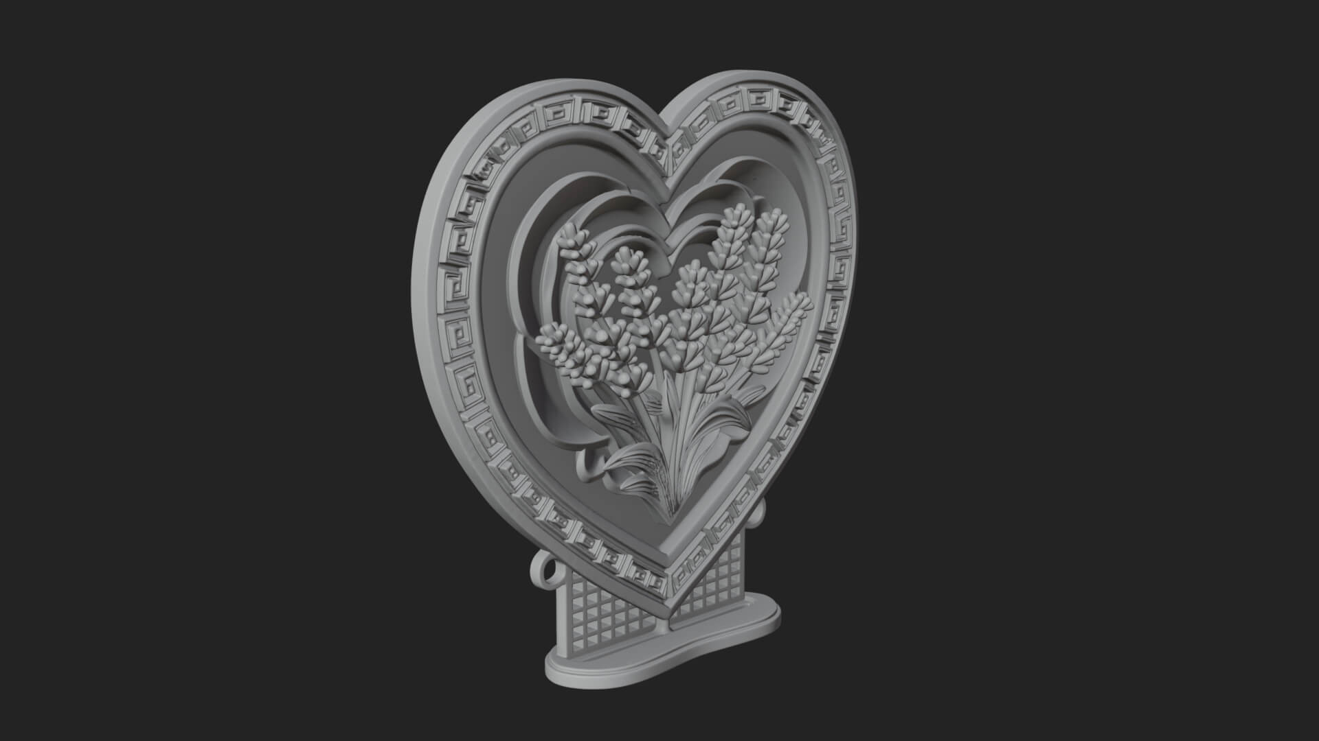 Ornate Framed Heart Plaque Design 44 3D Print Model 3D Model