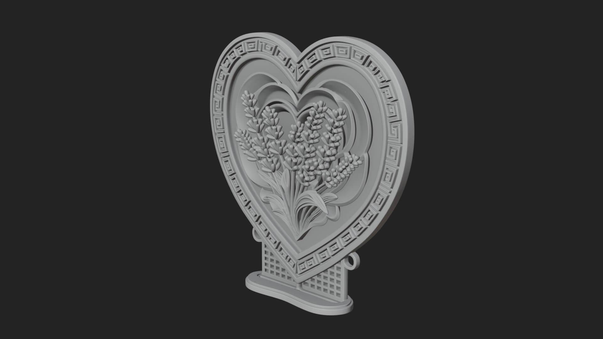 Ornate Framed Heart Plaque Design 44 3D Print Model 3D Model
