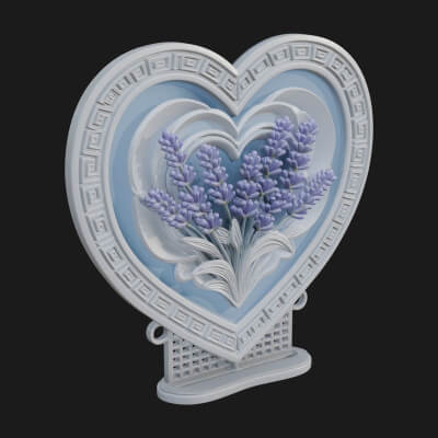 Ornate Framed Heart Plaque Design 44 3D Print Model