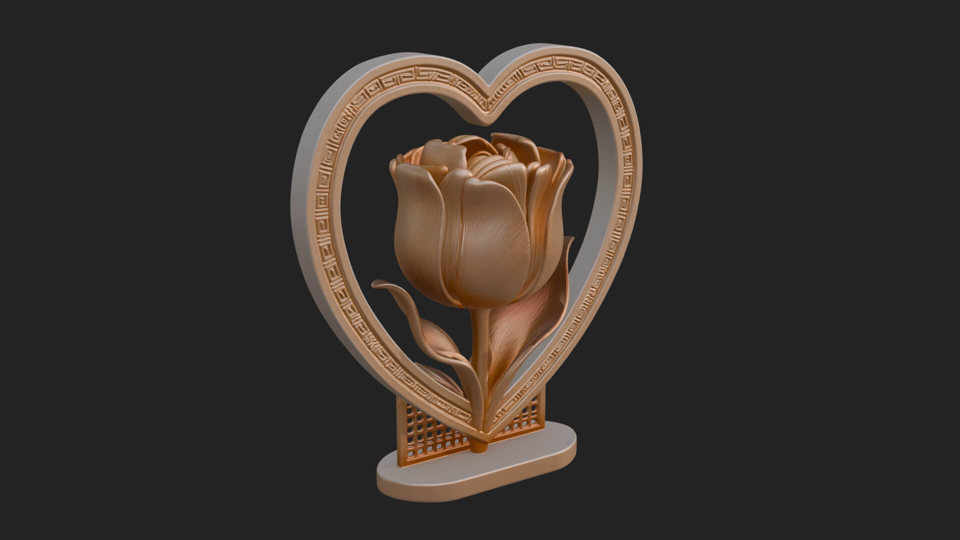 Ornate Framed Heart Plaque Design 45 3D Print Model 3D Model