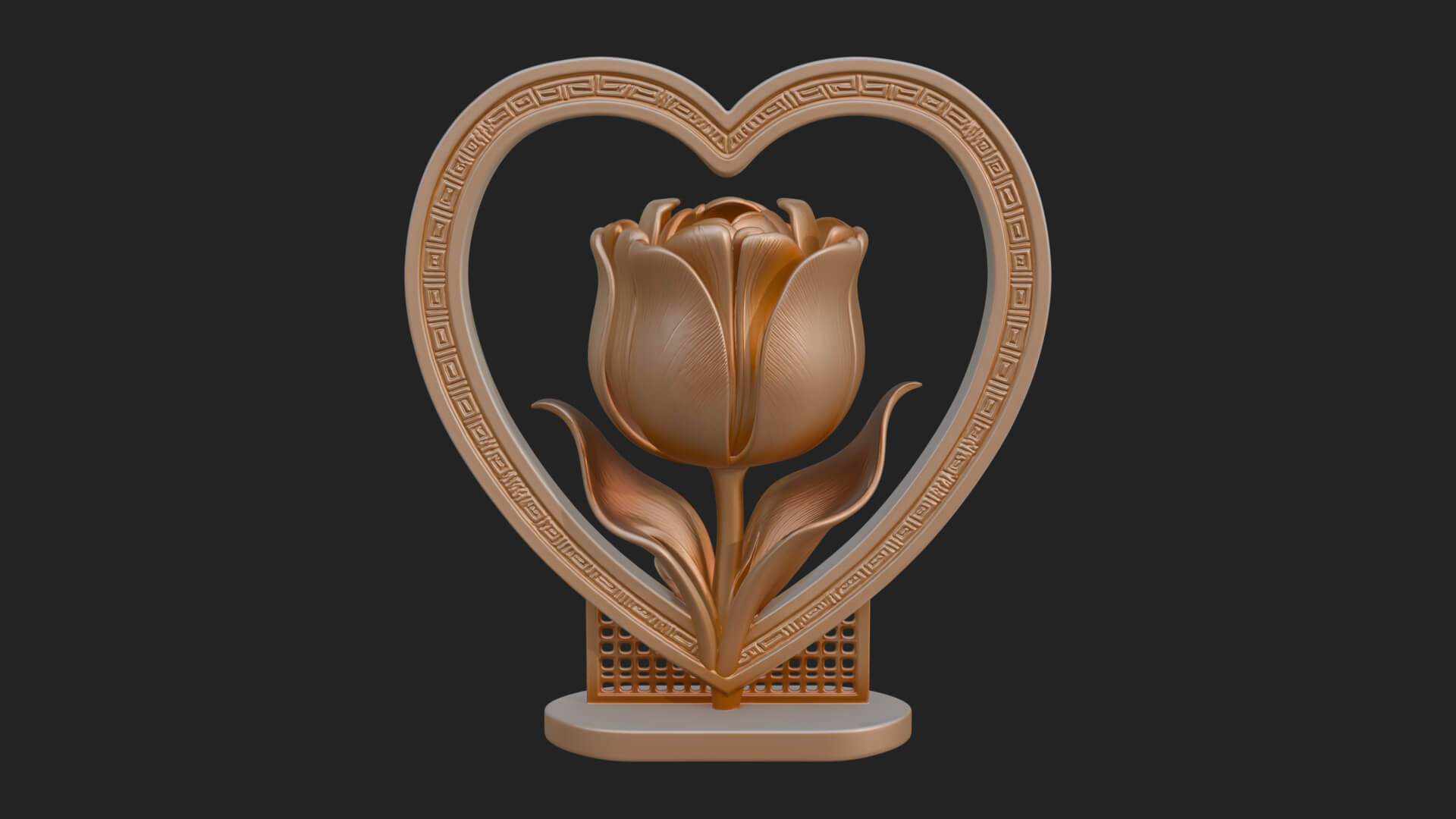 Ornate Framed Heart Plaque Design 45 3D Print Model 3D Model
