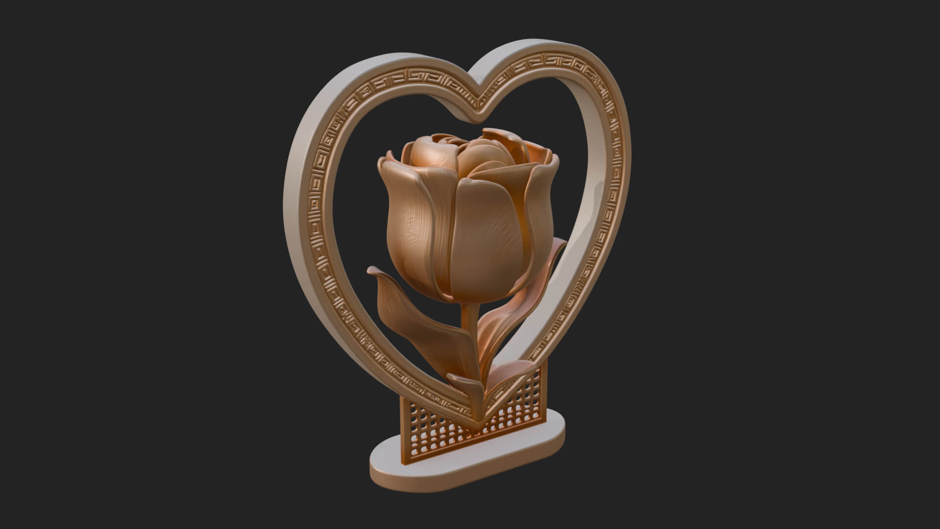 Ornate Framed Heart Plaque Design 45 3D Print Model 3D Model