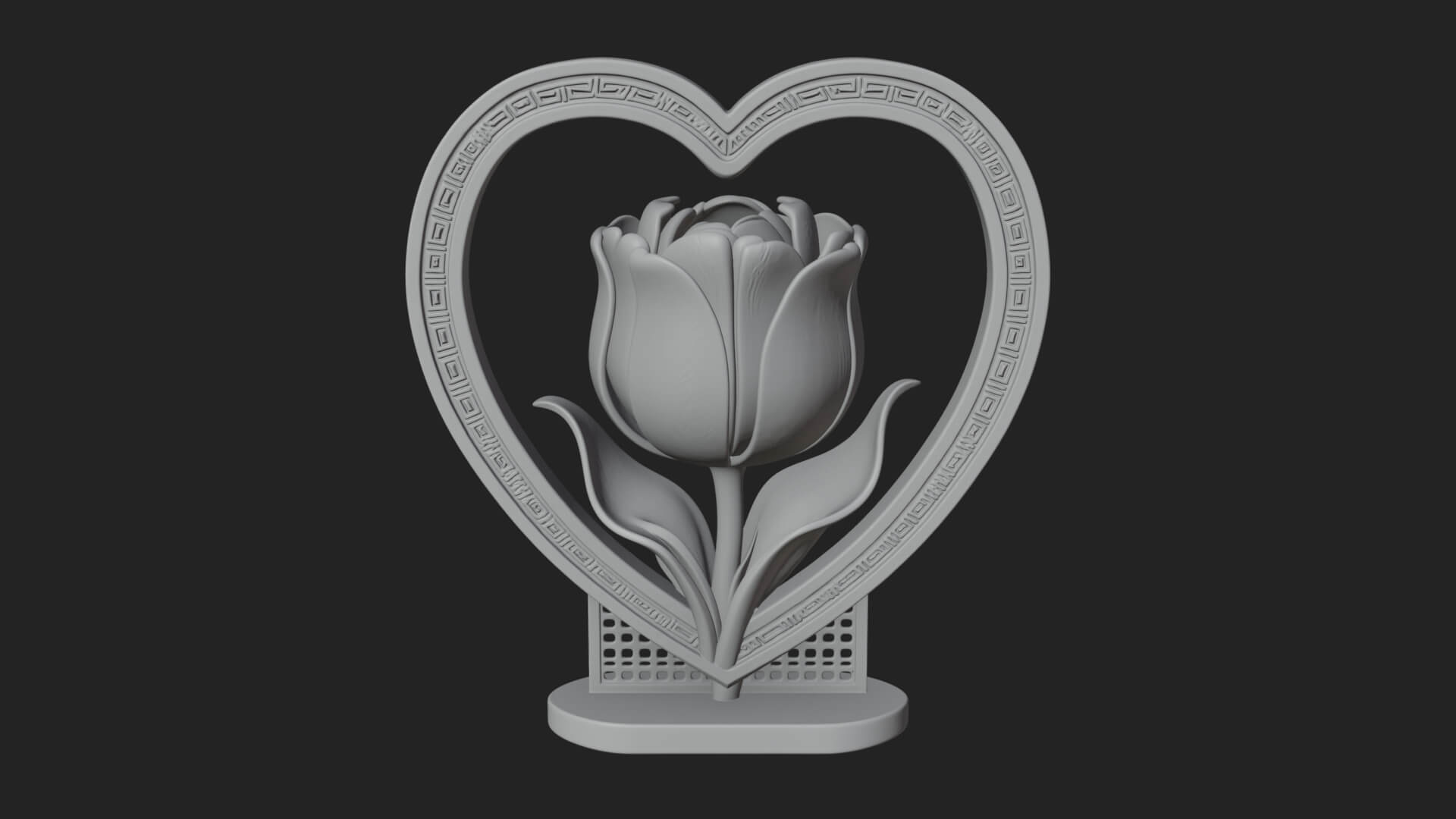 Ornate Framed Heart Plaque Design 45 3D Print Model 3D Model
