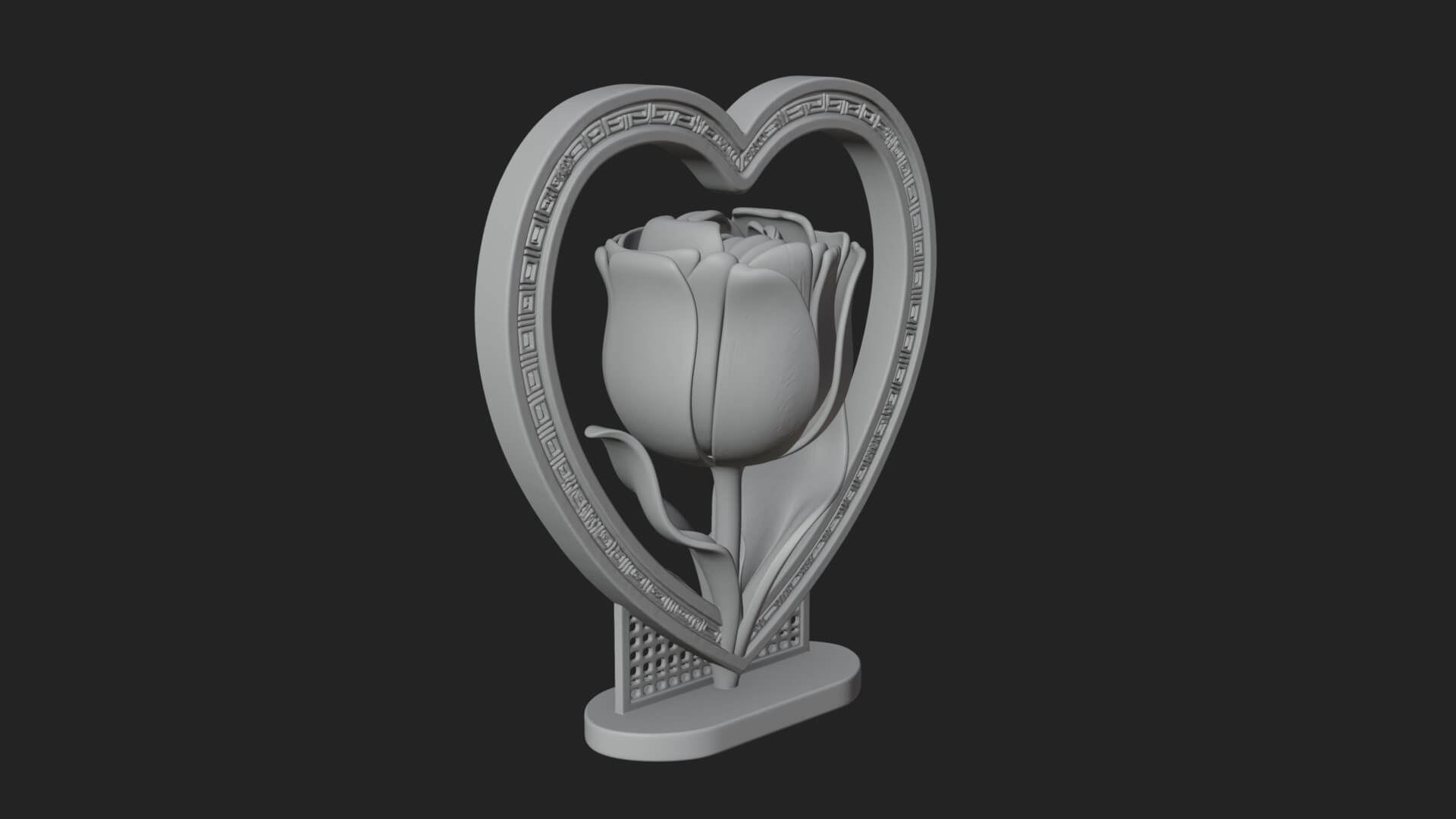 Ornate Framed Heart Plaque Design 45 3D Print Model 3D Model