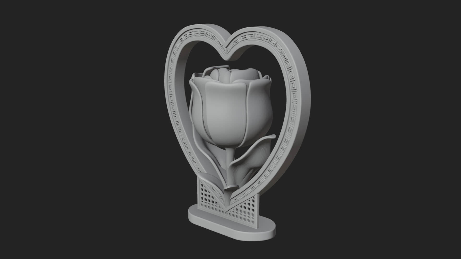 Ornate Framed Heart Plaque Design 45 3D Print Model 3D Model